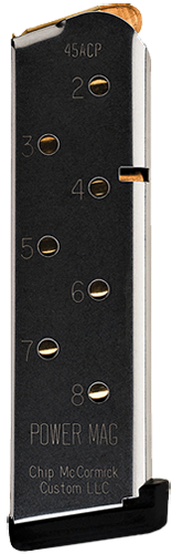 Chip McCormick CMC Products 16132C Power Mag 8rd 45 ACP Fits 1911 Officer Stainless Steel