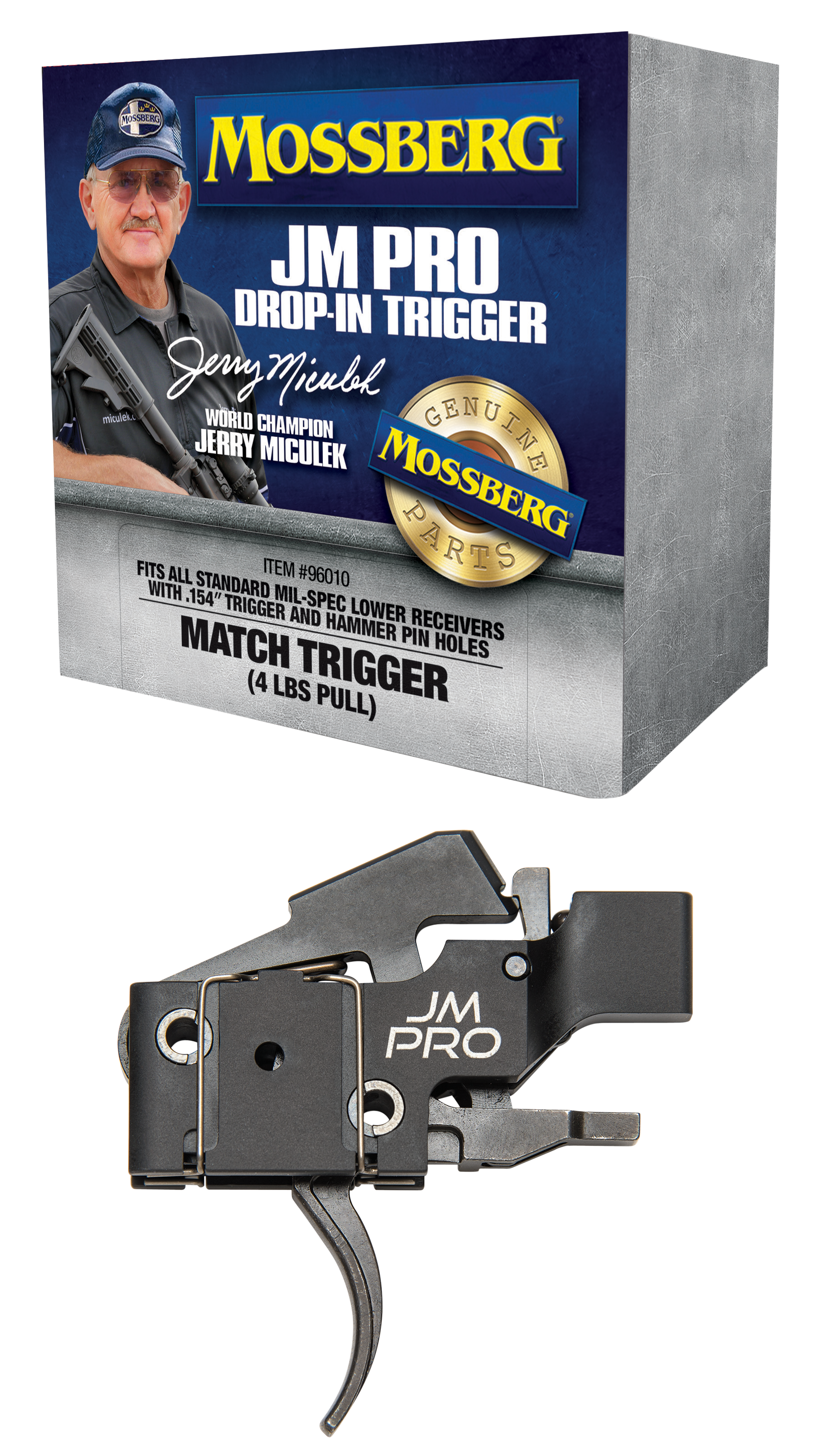 Mossberg JM Pro Adjustable Match AR Drop-In Trigger Fits AR15 AR10 4 Pound Pull