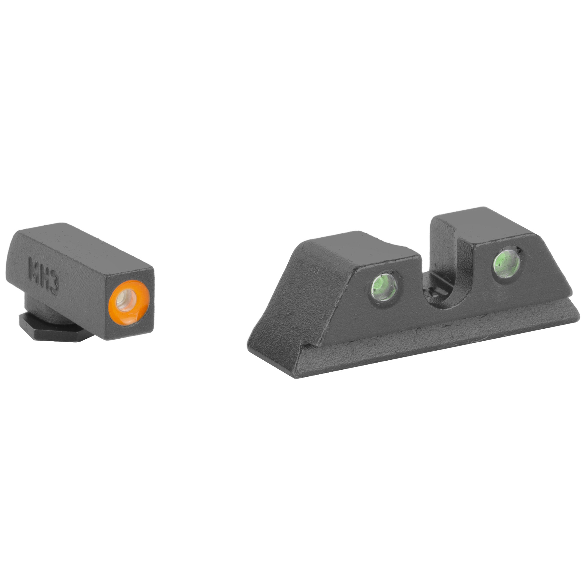 Meprolight Hyper-Bright Green Tritium Front Sight Orange Outline Green Rear Sight for Glock 17 17L 19 22