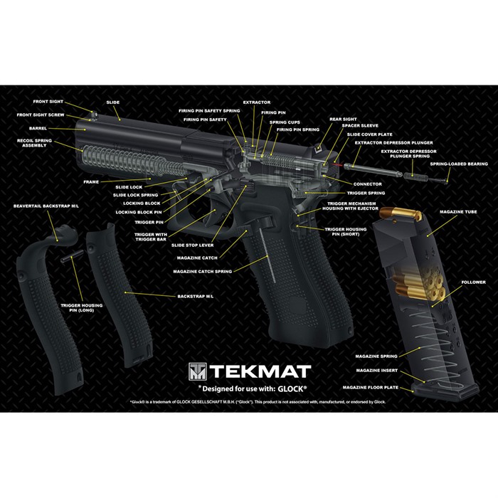 TekMat TEKR17GLOCKCA Glock 3D Cutaway Cleaning Mat 11" x 17"