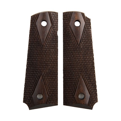 Herretts 1911 Walnut Dark Stain Double Diamond Grips for Government Commander