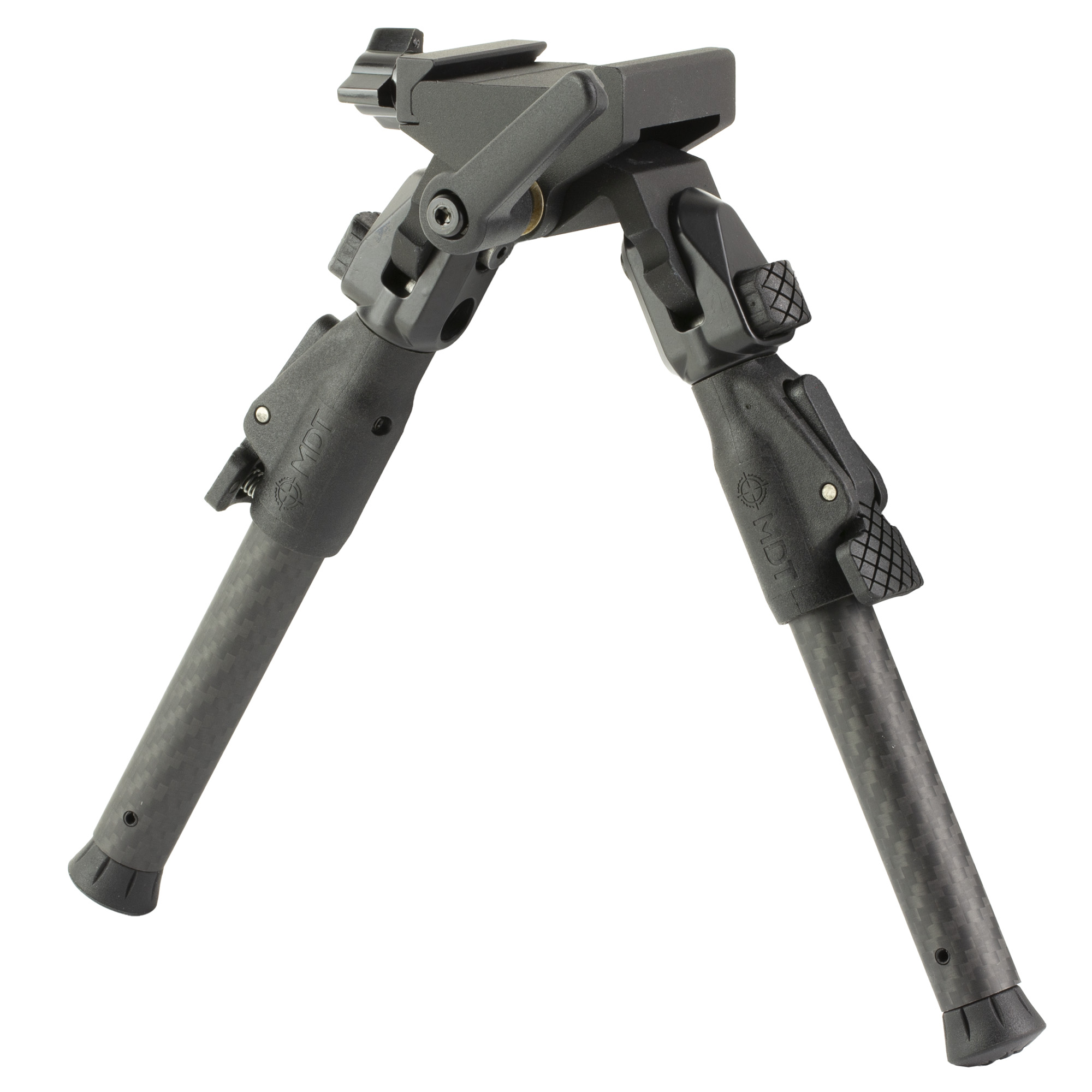 Mdt Sporting Goods Inc 105561BLK GRND-POD  Black 4.50"-9" Carbon Fiber/Aluminum, Adj. Throw Lever, 4 Leg Postitions, Fits ARCA Rail & RRS Dovetail