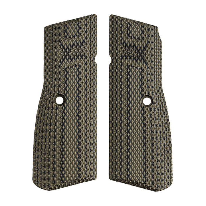FN Hi-Power G10 Grips Dirty Olive Textured Checkered Ambidextrous Safety Cut
