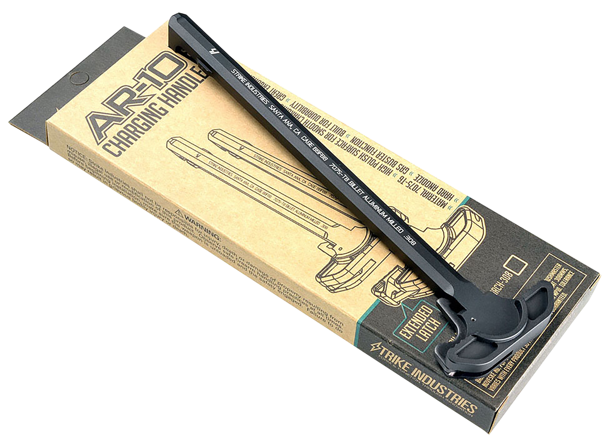 Strike Industries ARCHEL308BK Extended Latch Charging Handle AR-10 Aluminum