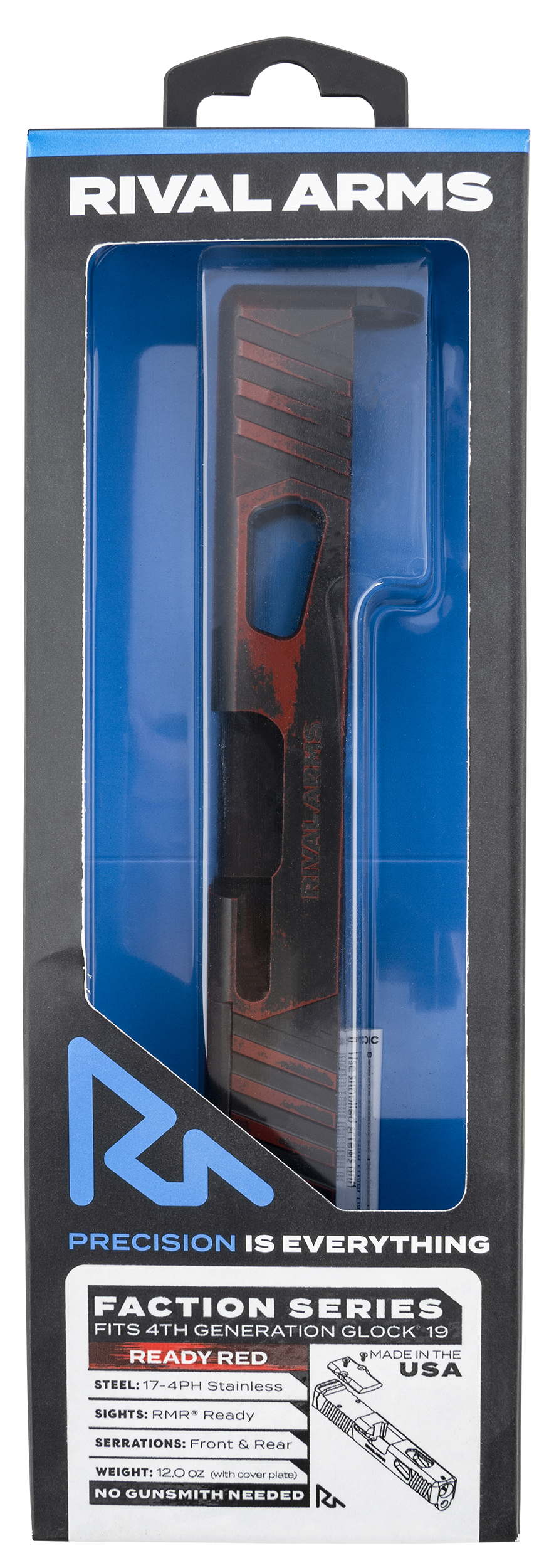Rival Arms Ra-Ra12G204A Faction Slide RmrCut Cerakote Red 17-4SS Glock19Gen4