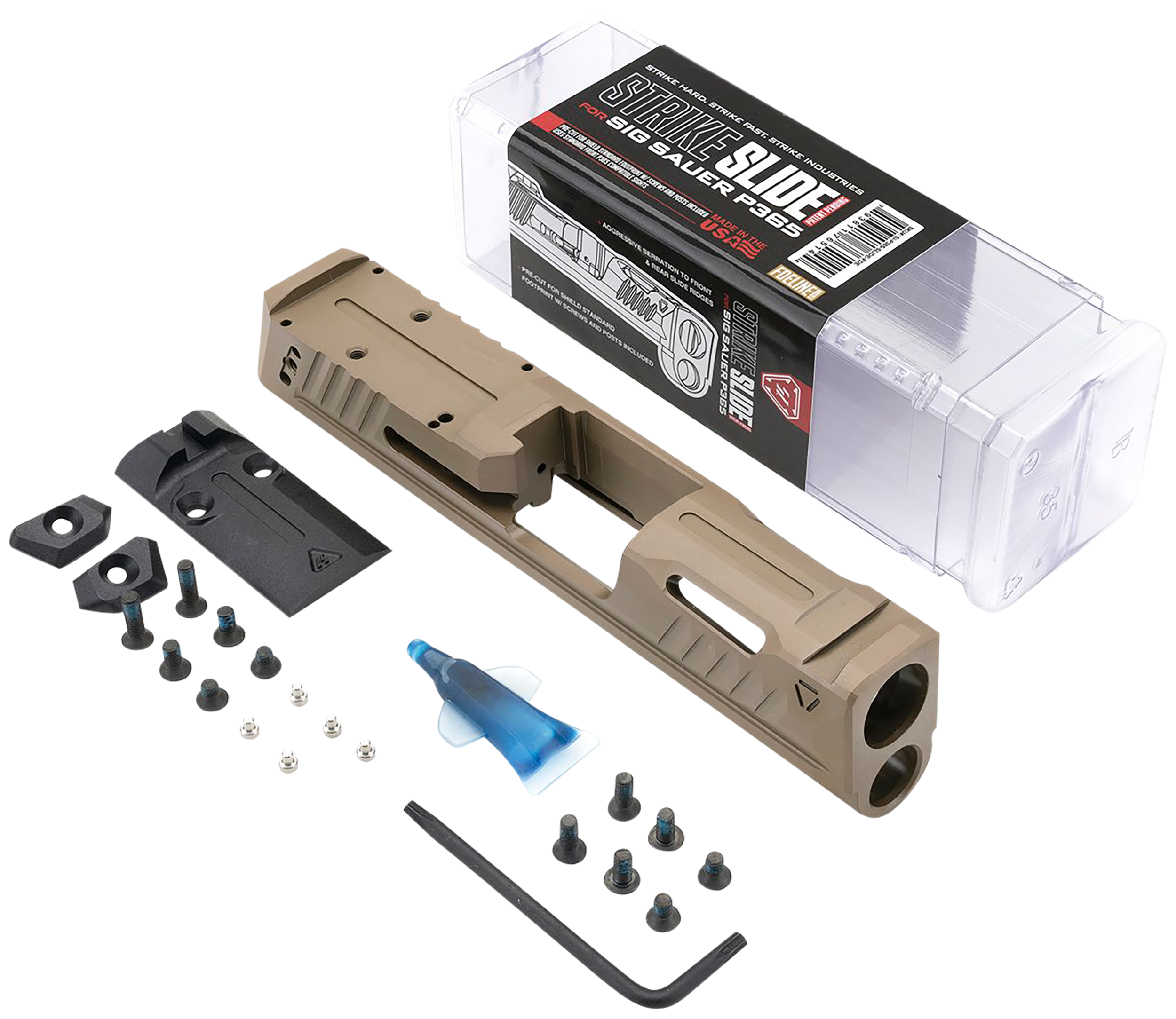 Strike Industries P365 Slide Flat Dark Earth Stainless Steel Ports Optics Cut