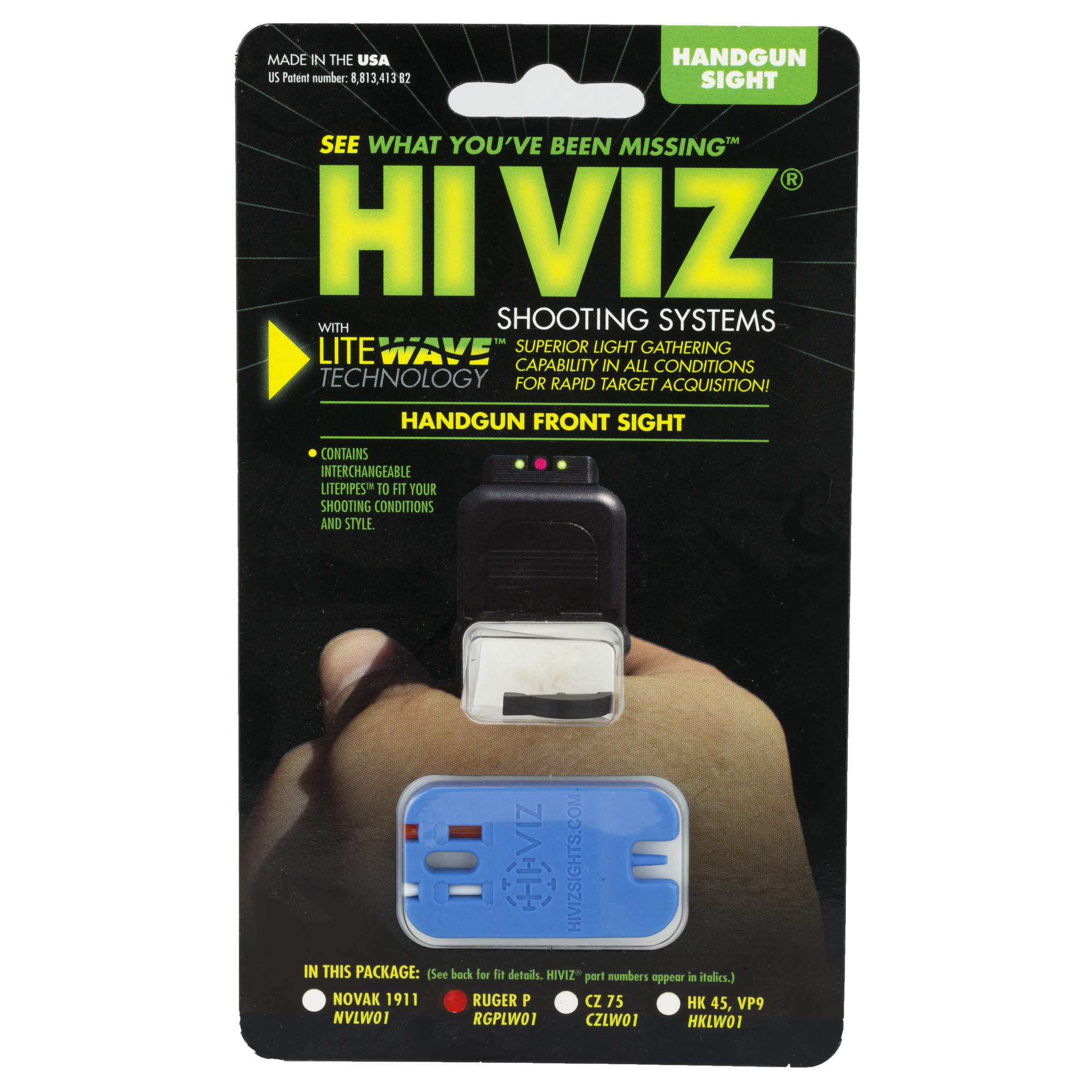 Hiviz LiteWave Handgun Front Sight Ruger P Series Green Red White