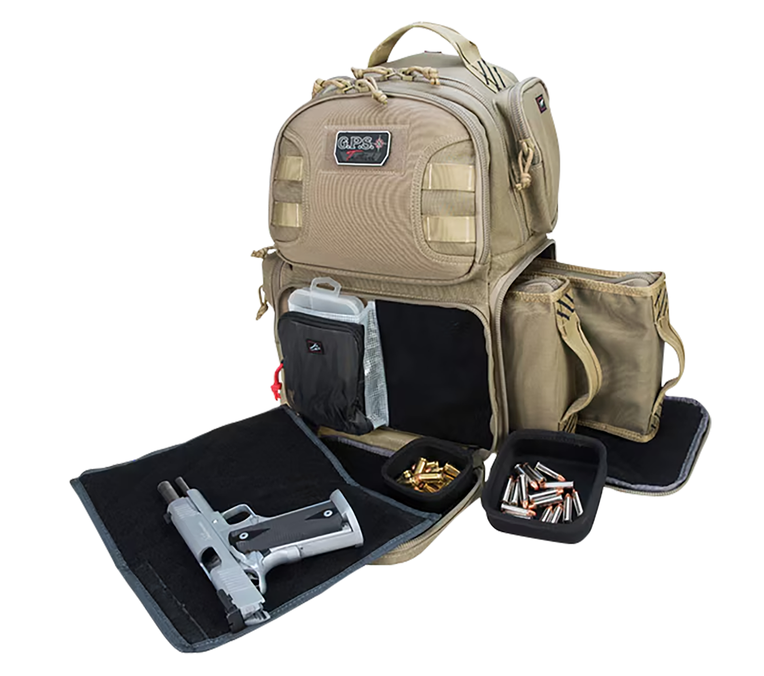 GPS Bags T1610BPT Tactical Backpack Tan 1000D Polyester 2 Handguns