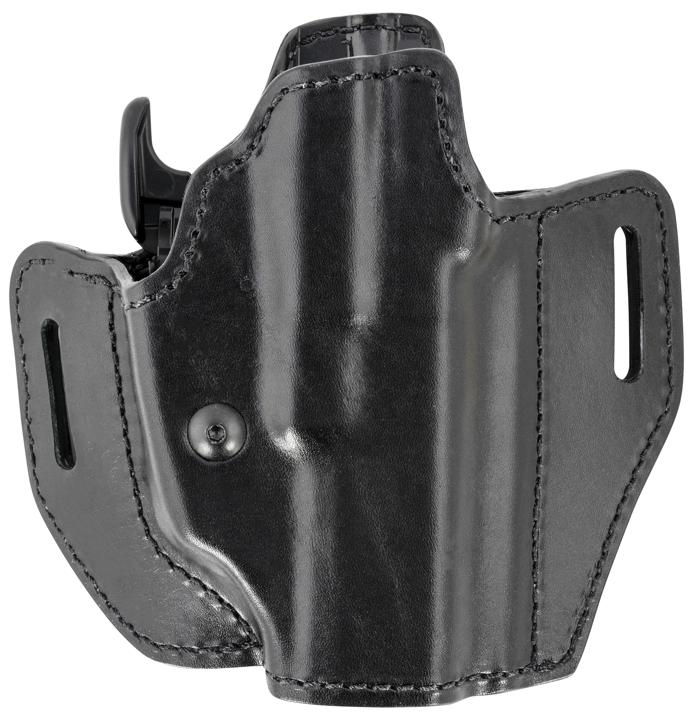 Bianchi 58351 Allusion Assent Pro-Fit OWB Size 13 Black Leather Belt Slide Compatible w/Springfield XDS/Ruger American Pistol/Glock 17/22 Belt Up to 1.50" Wide Right Hand