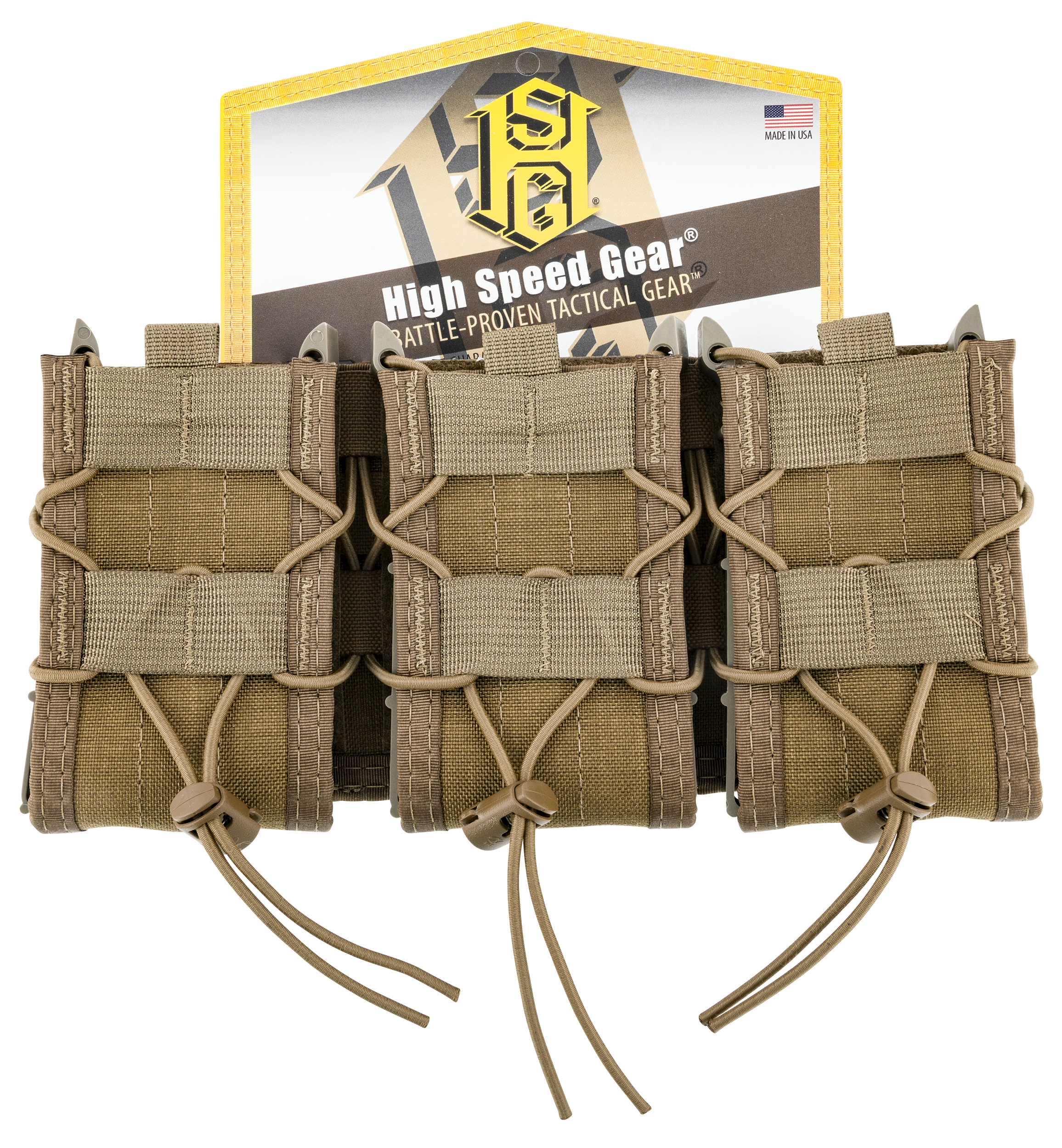 High Speed Gear 45TA00CB TACO Shingle Mag Pouch Triple Coyote Brown Nylon MOLLE Compatible w/ Rifle