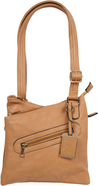 Bulldog BDP032 Cross Body Purse w/Holster Tan Leather for Small Autos & Revolvers Ambidextrous Hand