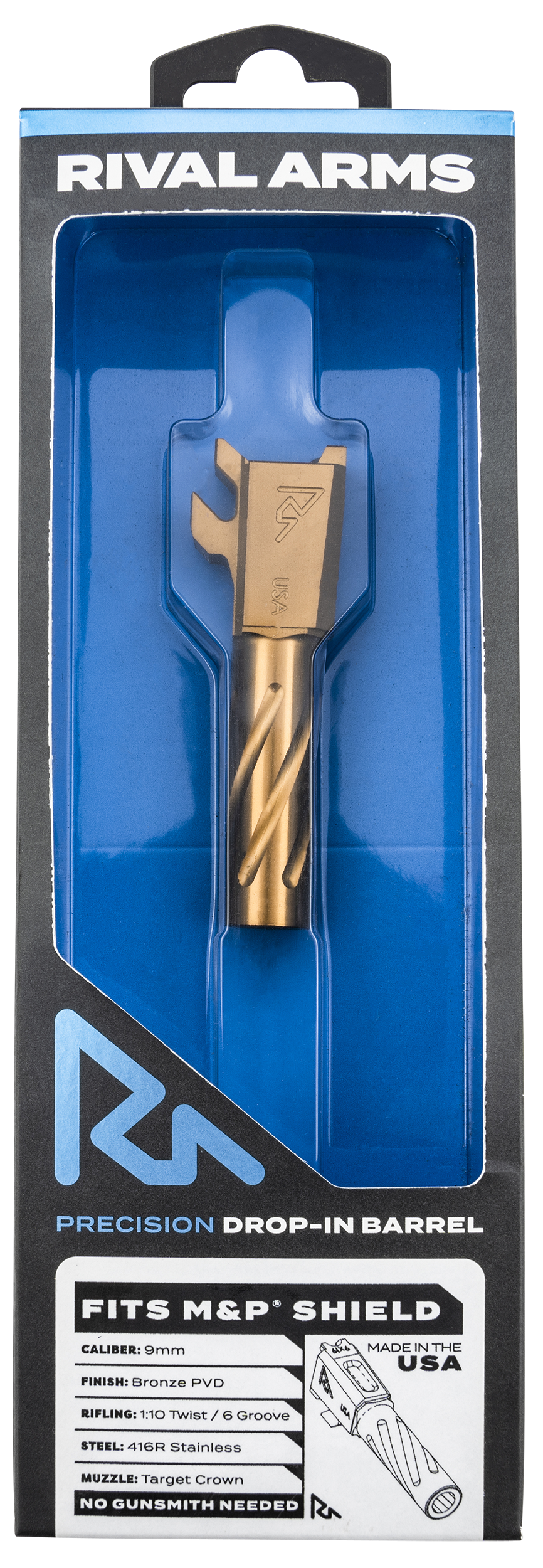 Rival Arms RA-RA20S101C Precision 3.10in DropIn Barrel 9mm Bronze PVD SW Shield