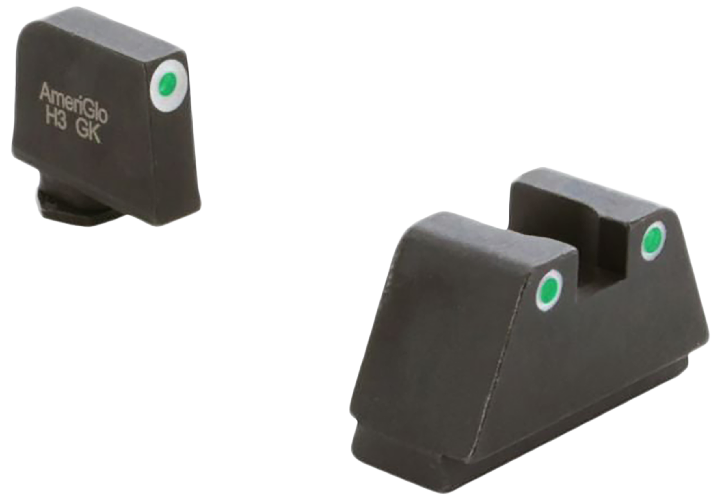 AmeriGlo GL330 Optic Compatible Sight Set Glock 2XL Green Tritium White Outline