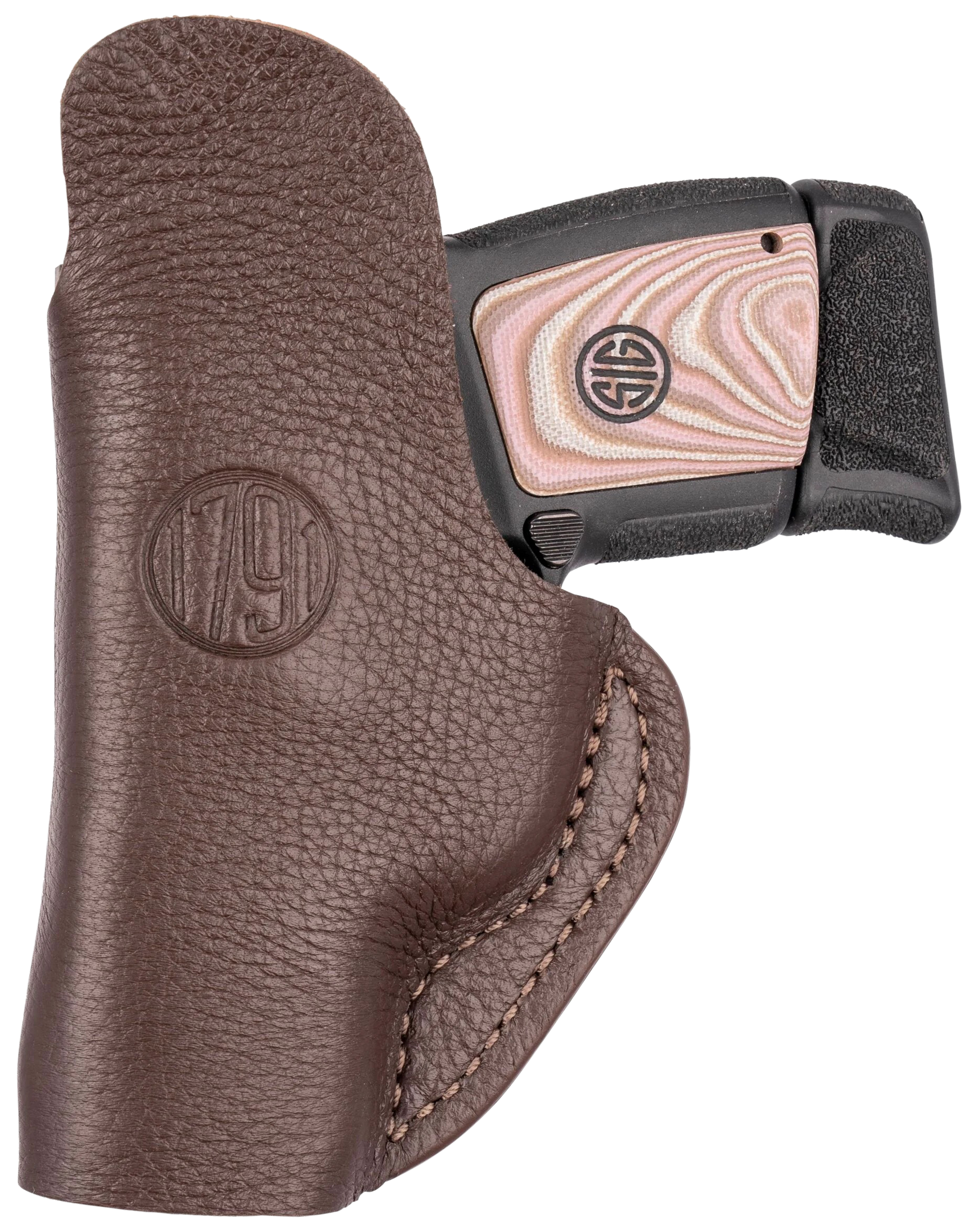 1791 Gunleather FCD1BRWL Fair Chase  IWB Size 01 Brown Leather Deer Hide Belt Clip Fits Ruger LCP 380/S&W Bodyguard