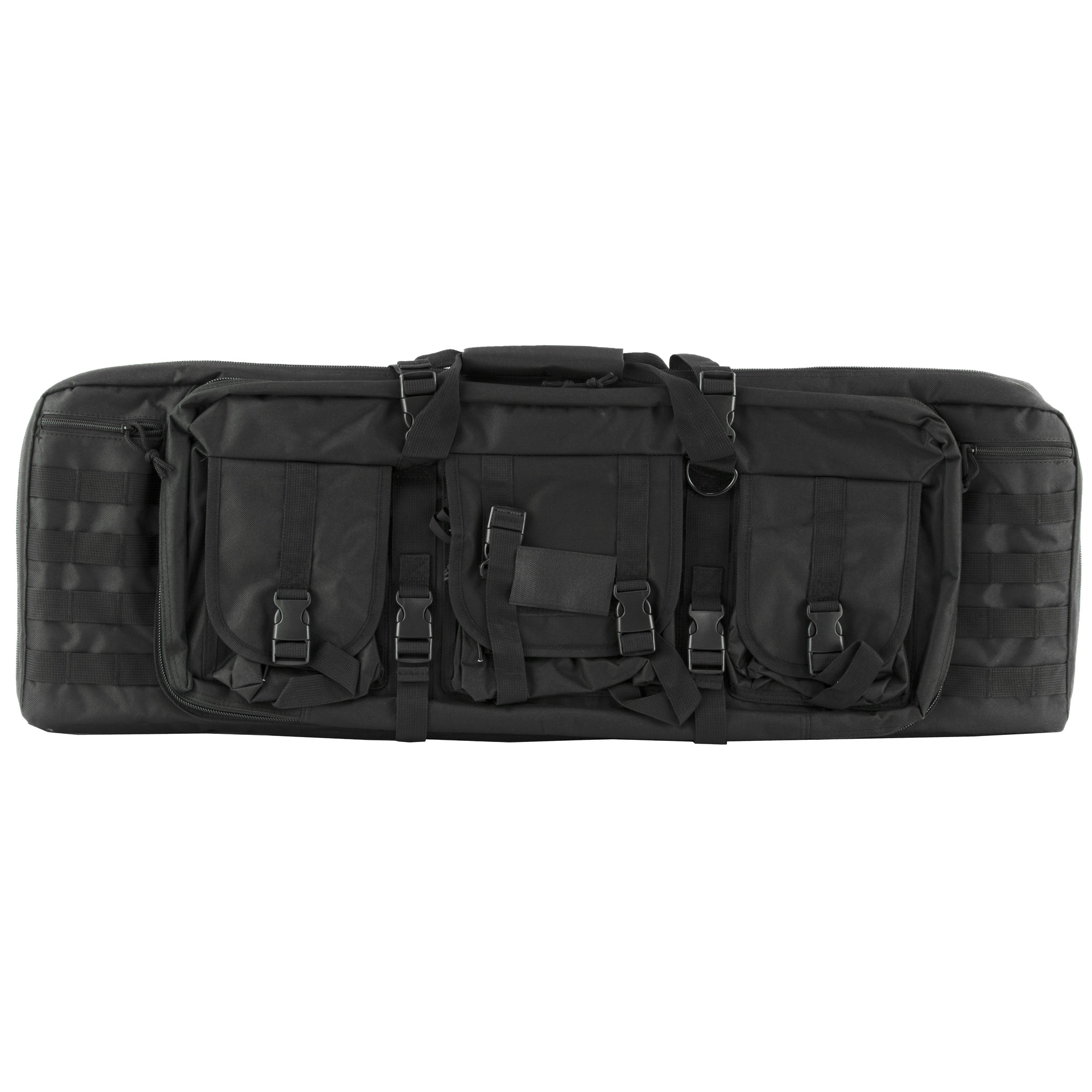 NcStar CVDC2946B36 VISM Double Carbine Case Black PVC Nylon w/ Foam Padding Lockable Zippers Pockets & MOLLE Webbing