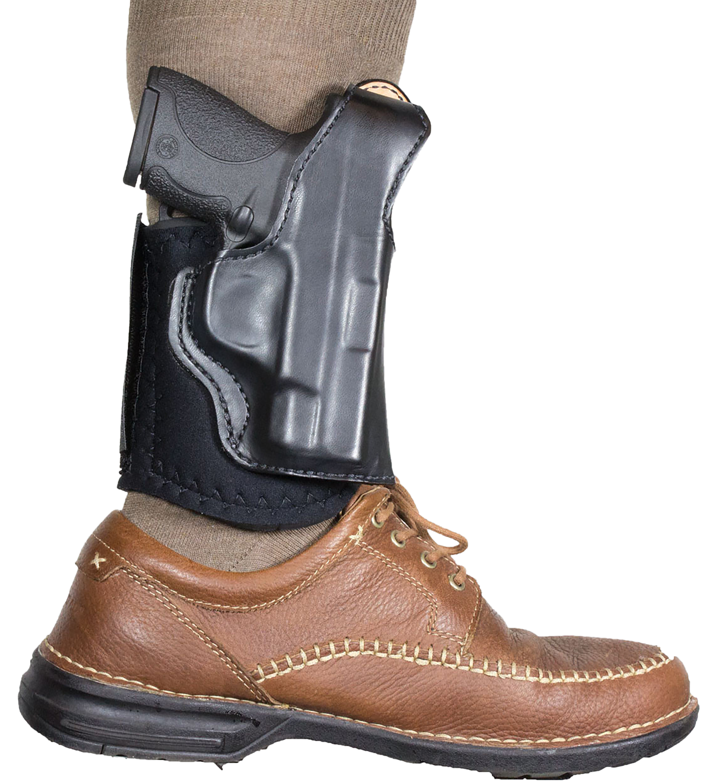 DeSantis Gunhide 014PCX7Z0 Die Hard Rig  Ankle Black Leather/Sheepskin Ankle Fits S&W M&P Shield 9/40 Right Hand