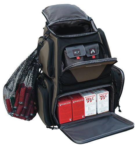 GPS Bags 1611SC Sporting Clays Backpack Olive w/Visual ID Storage System, Lockable Zippers, Storage Pockets, Pull-Out Rain Cover