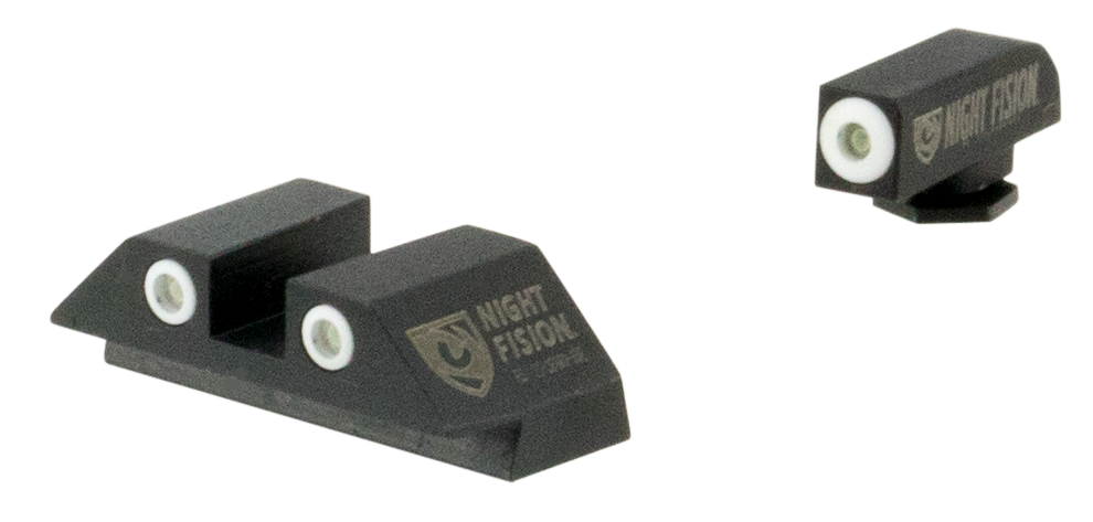 Night Fision Glock 17 17L 19 22 Green Tritium White Outline Front Rear Sights