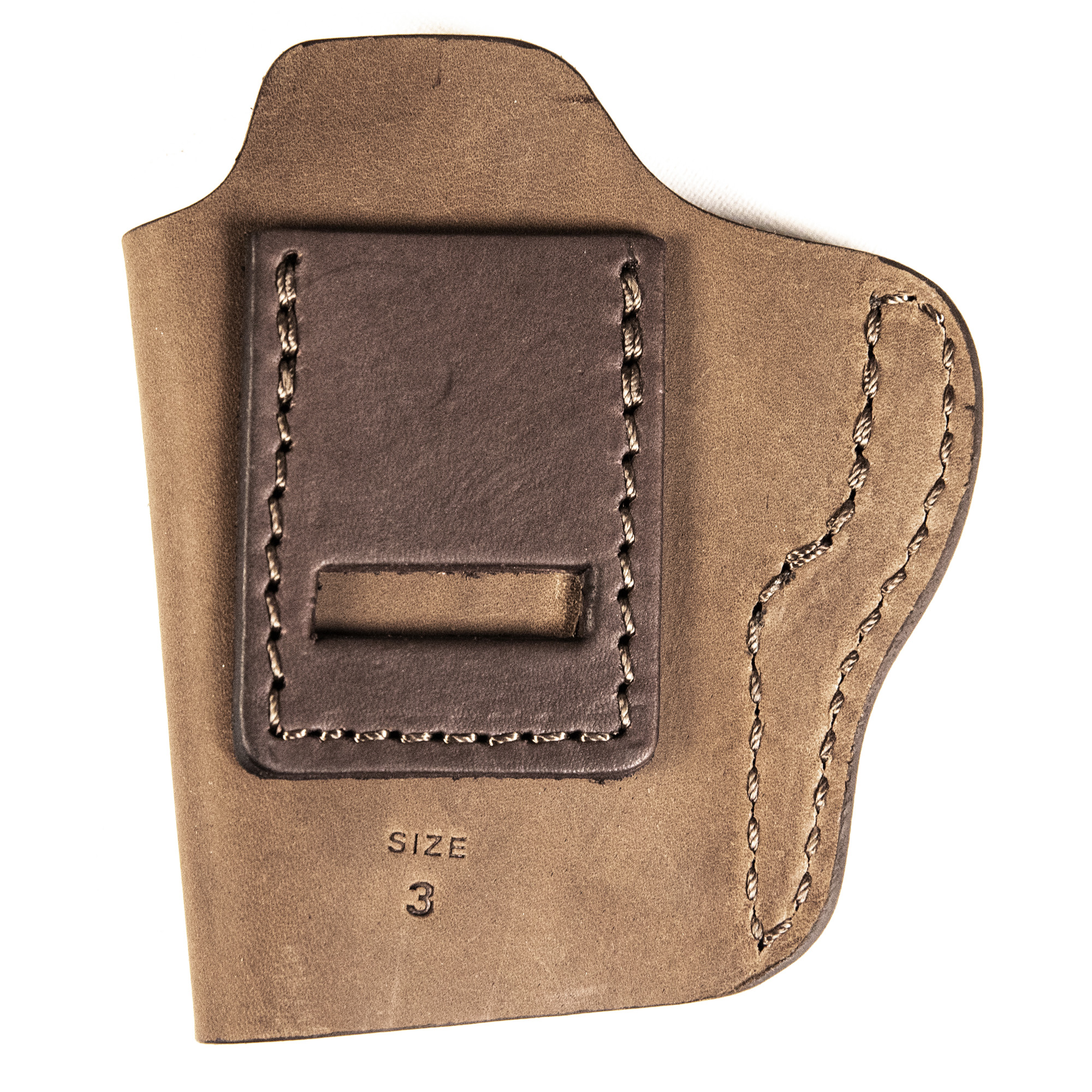 Uncle Mikes-leather(1791) UMIWB3BRWA Inside the Waistband IWB Size 03, Brown Leather, Compatible w/Springfield Hellcat, Glock 42/43, Belt Clip Mount, Right Hand
