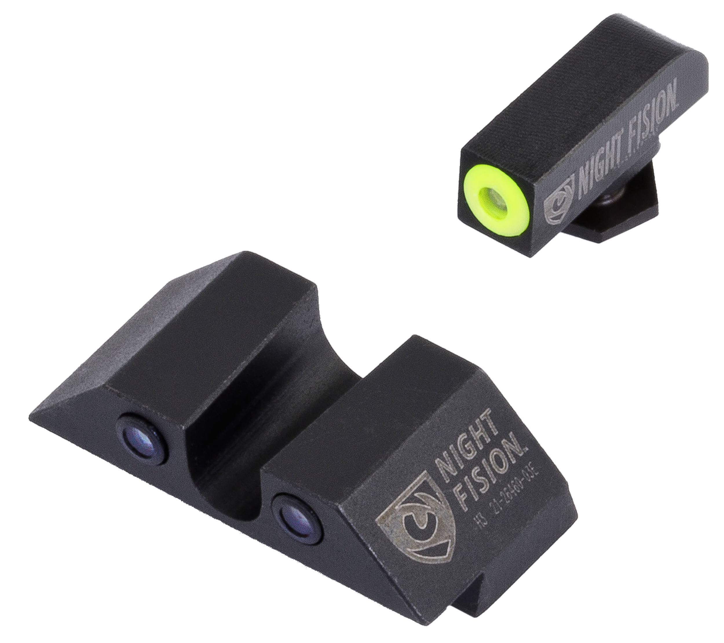 Night Fision Glock 42 43 43X Tritium Night Sights Green Front Yellow Outline Rear