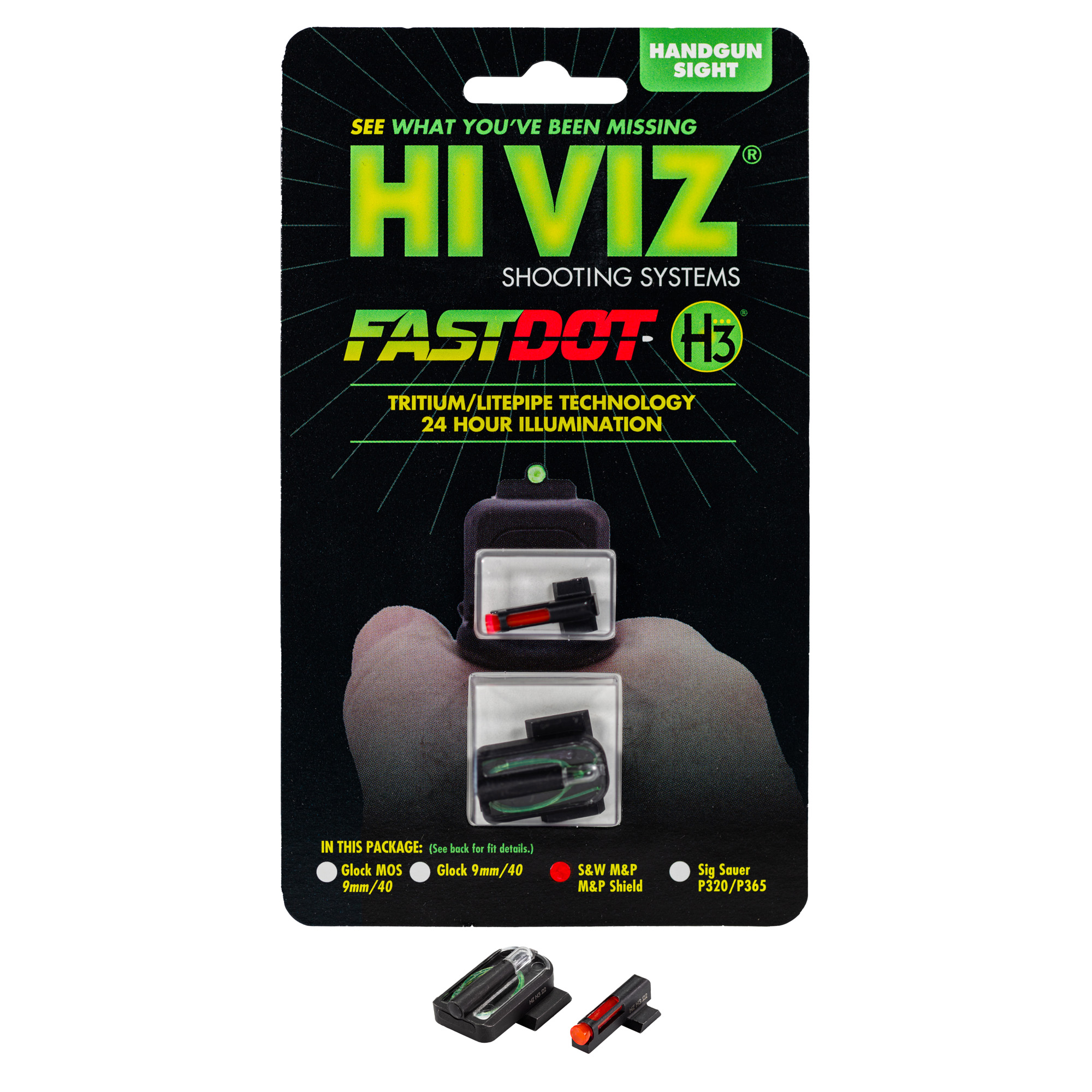 Hiviz MPFD21 FastDot H3 Sight Set for SW M P Shield Red Green Fiber Tritium