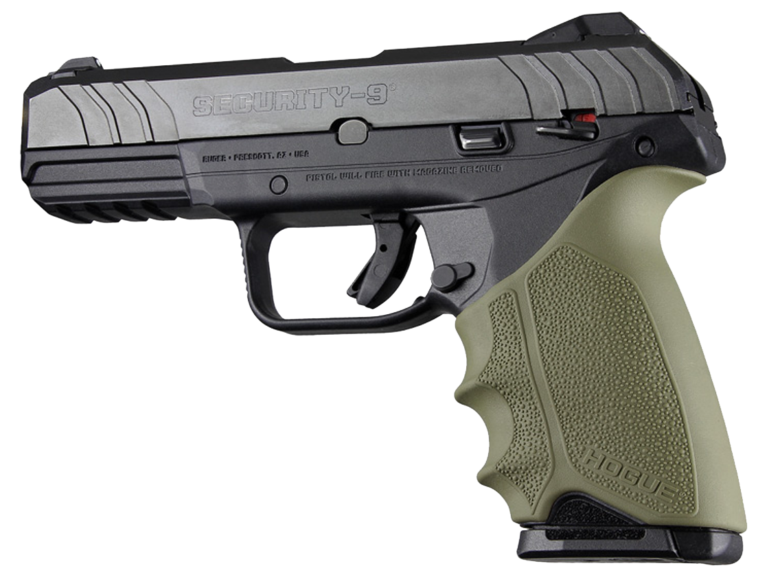 Hogue HandAll Beavertail Rubber Grip Ruger Security-9 Textured Od Green Grooves