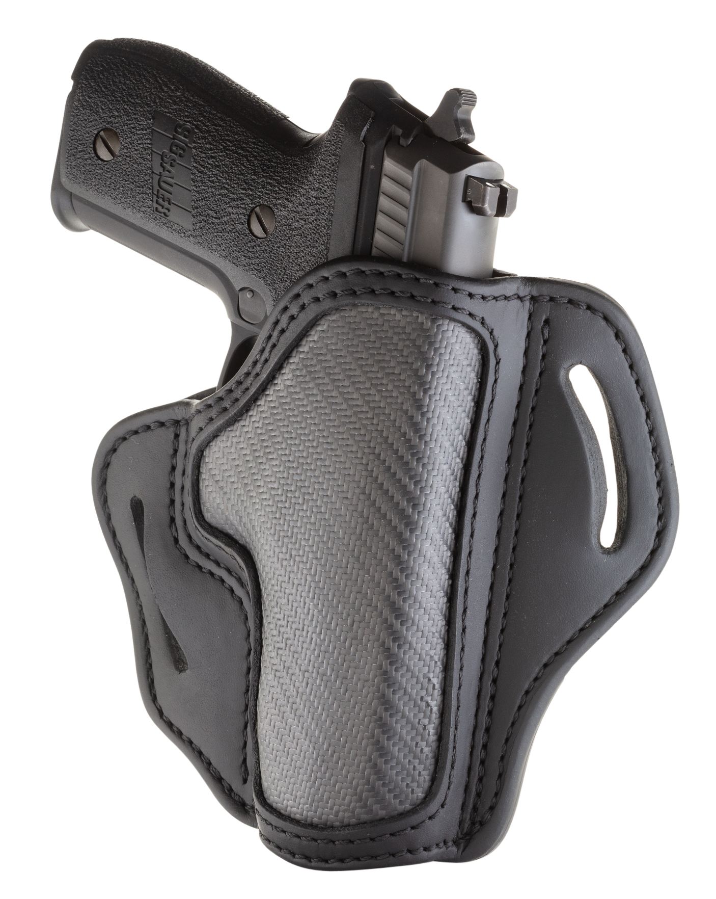 1791 Gunleather CFBH23SBLR BH2.3  OWB Size 2.3 Stealth Black Carbon Fiber/Leather Belt Slide Compatible w/ Glock 17 Compatible w/ Sig P226 Compatible w/ HK VP9 Right Hand                              