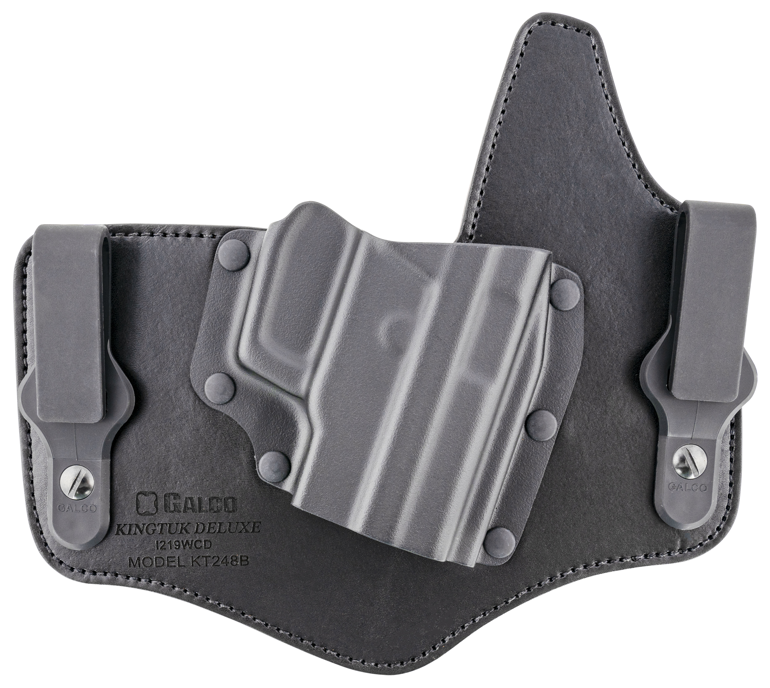 Galco KT248B KingTuk Deluxe IWB Black Kydex/Leather UniClip Fits Sig P220 Fits Sig P226 Right Hand