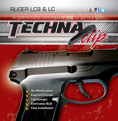 Techna Clip LC9BR Conceal Carry Gun Belt Clip Black Carbon Fiber Belt Mount for Ruger LC9, LC Right Hand