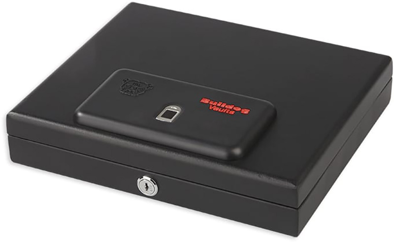 Bulldog BD4055B Magnum Top Load Vault Fingerprint ID Entry Black Powder Coat Steel Holds 1 Handgun 11.50" x 9.75" x 2.50"