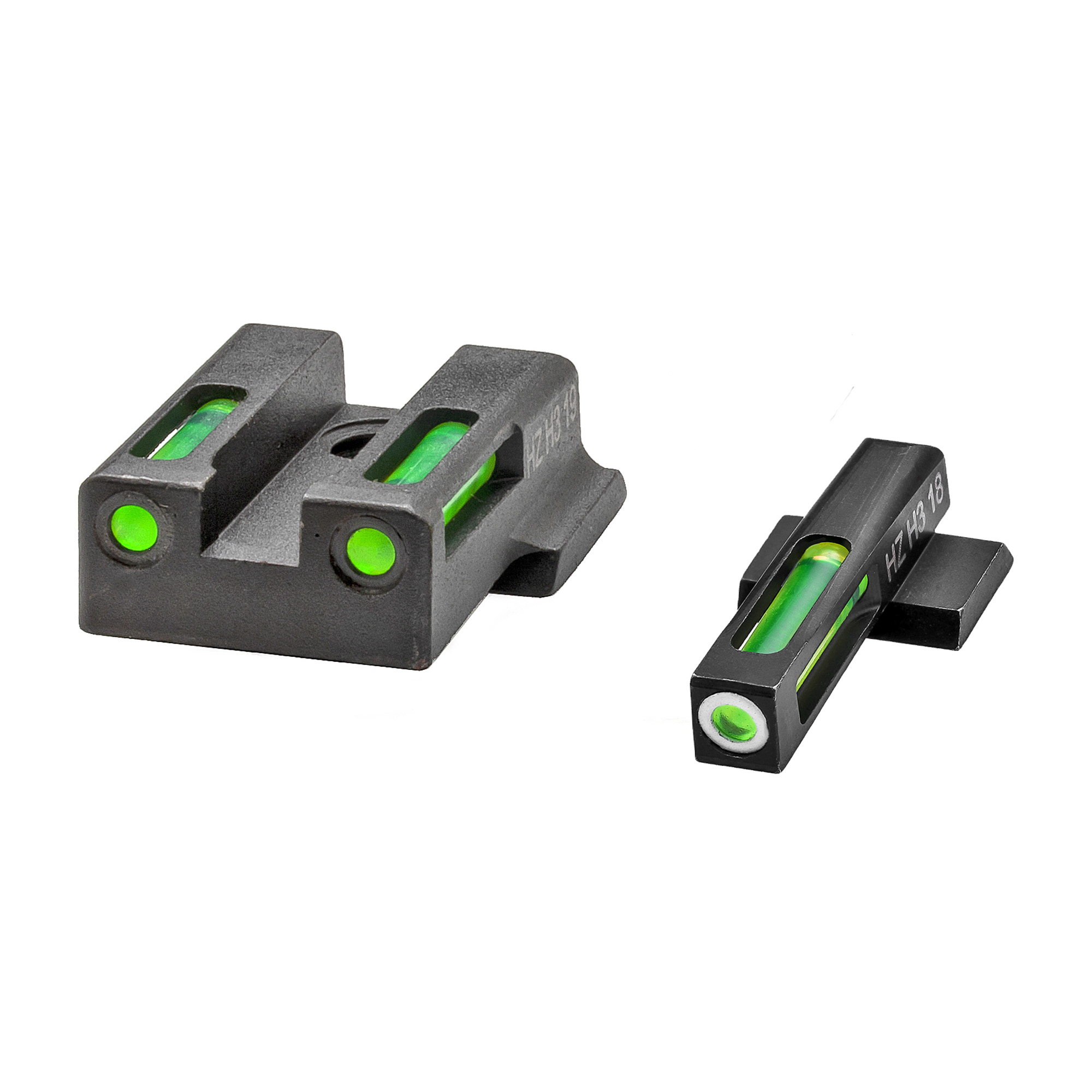 Hiviz LiteWave H3 Mp 9EZ Shield Green Tritium White Ring Front Fiber Rear