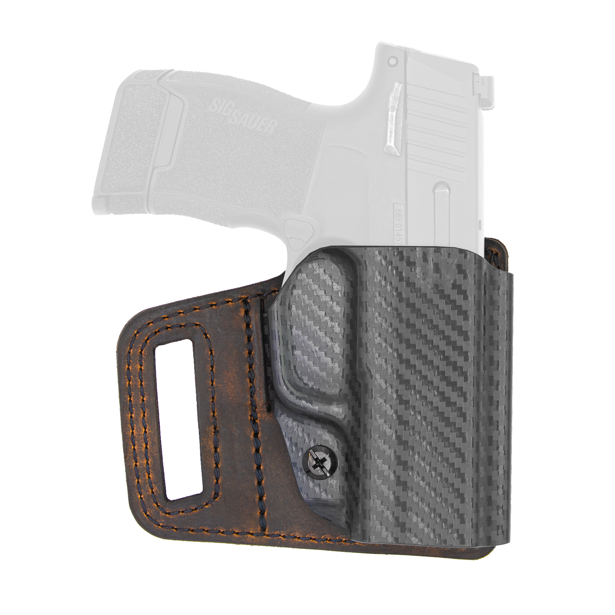 Versacarry VSL211365 V-Slide  OWB Brown Leather/Polymer Belt Slide Fits Sig P365 Right Hand