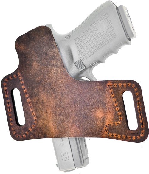 Versacarry WBOWB23 Protector S1 OWB Distressed Brown Leather Belt Slide Fits Large Semi-Auto Right Hand