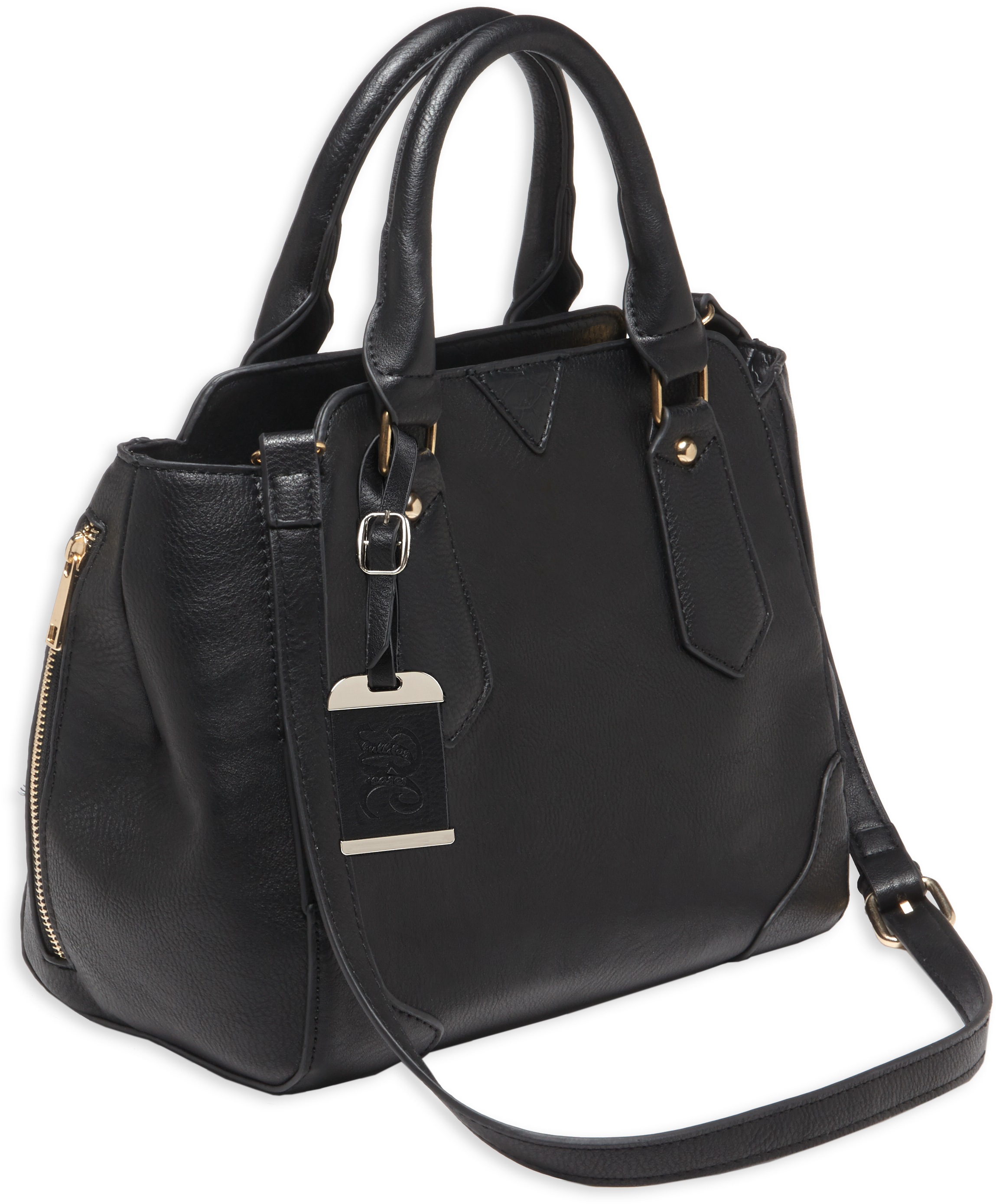 Bulldog BDP020 Satchel Purse w/Holster Black Leather for Small Autos & Revolvers Ambidextrous Hand