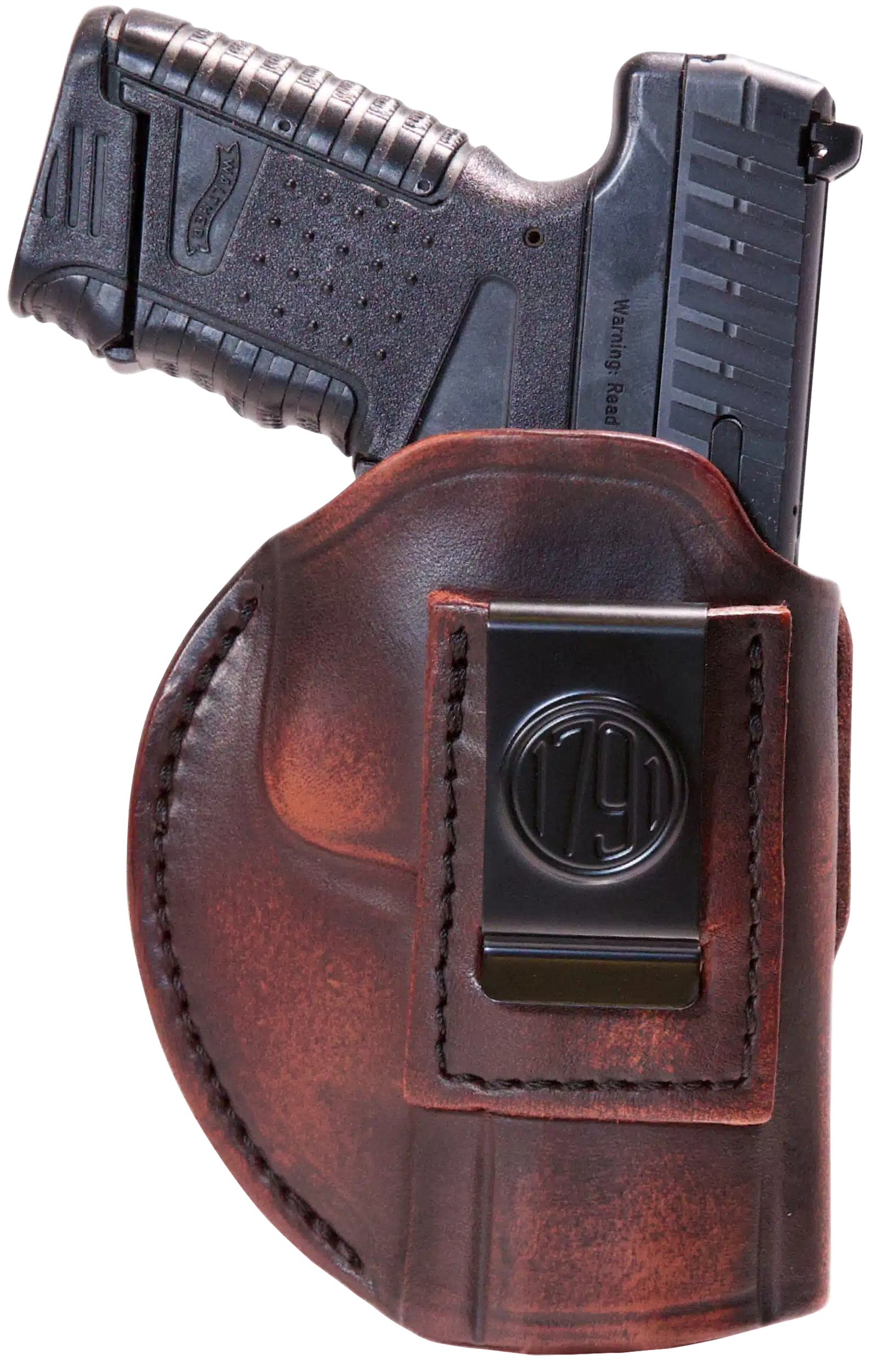 1791 Gunleather 4WH6VTGR 4-Way  IWB/OWB Size 06 Black Leather Belt Clip Compatible w/Glock 21/Walther PDP Ambidextrous