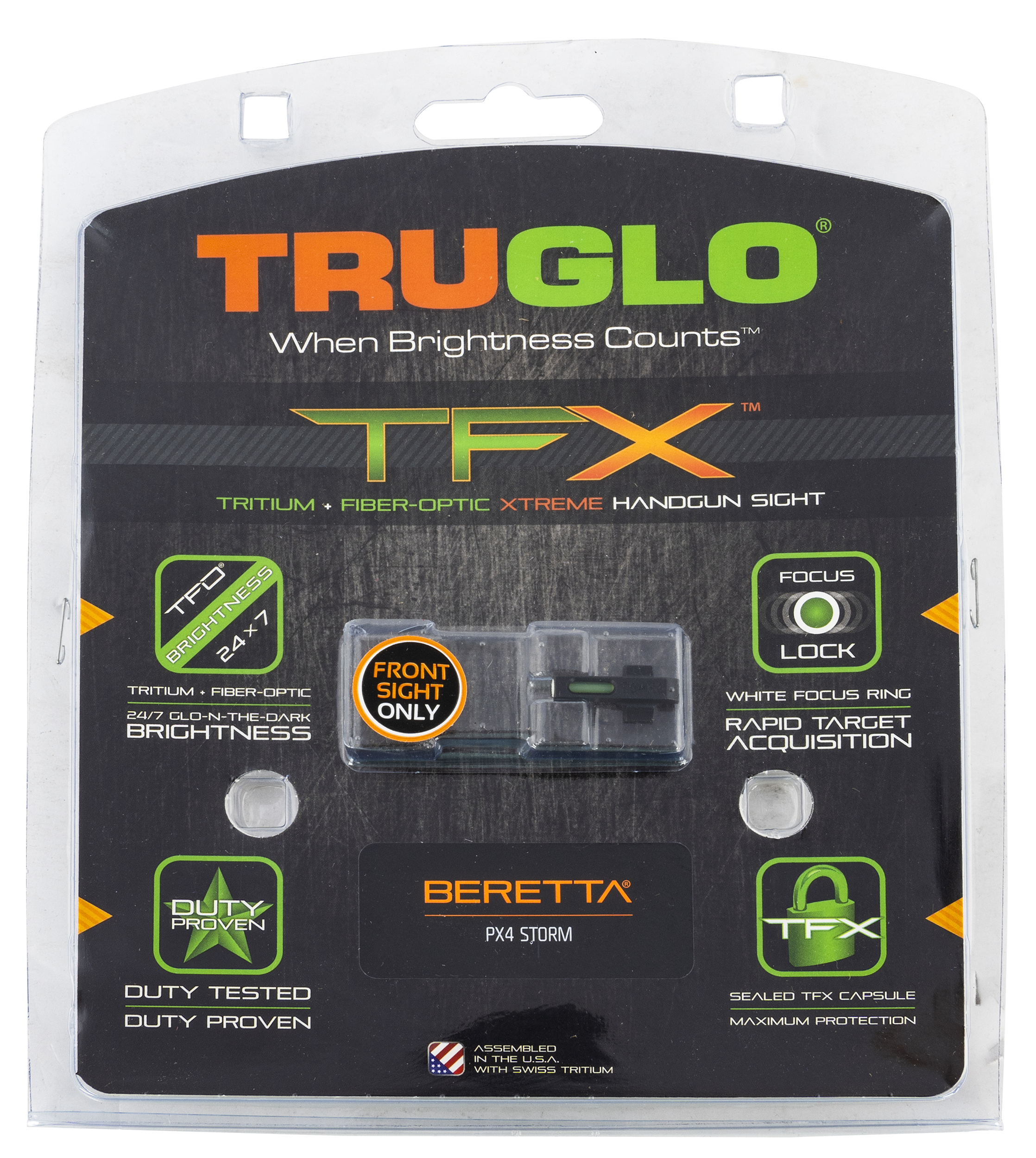 Truglo TFX Green Tritium White Outline Front Sight Handgun