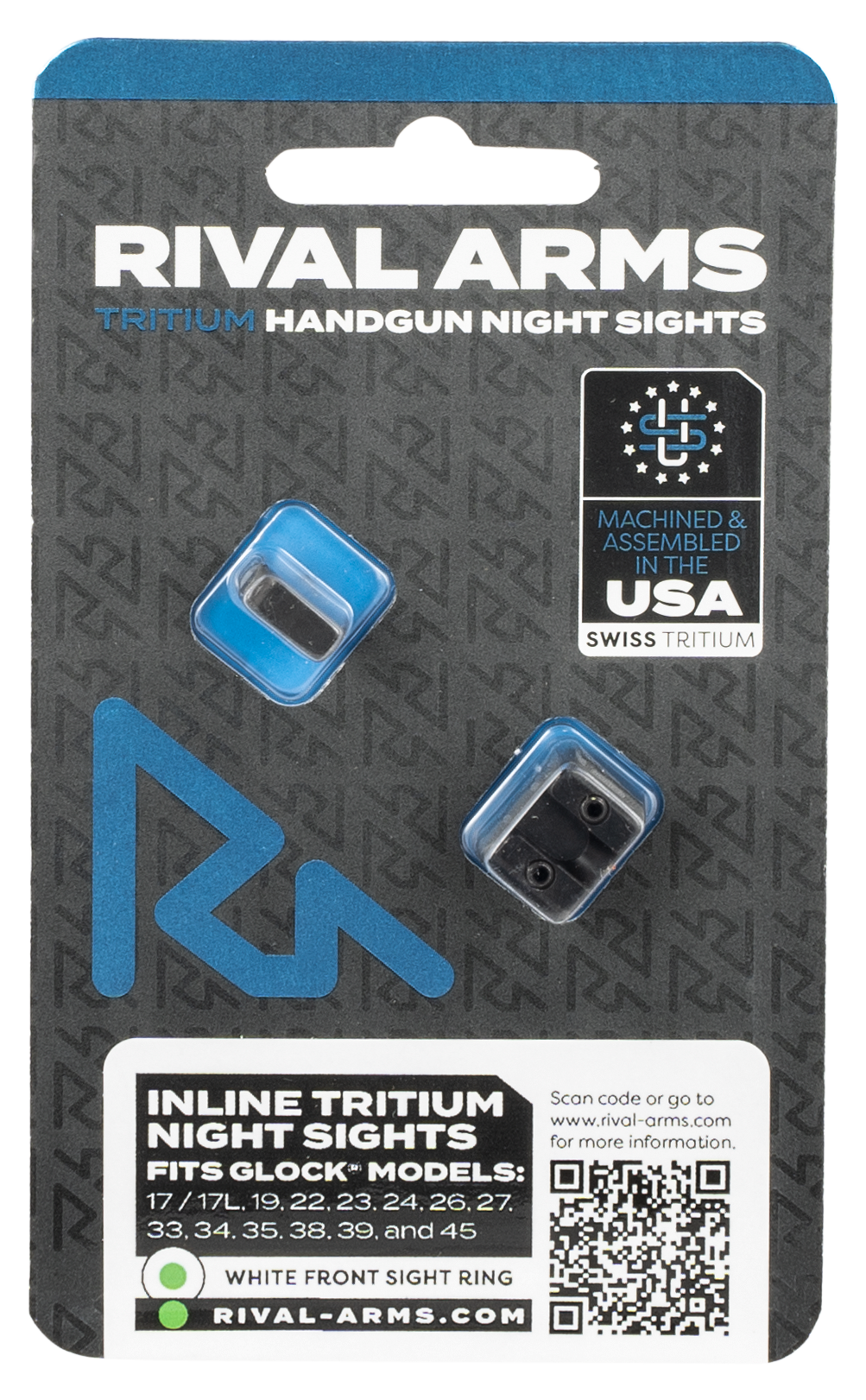 Rival arms RA4B231G In Line MOS Night Sights Glock 17 G19 Green Tritium