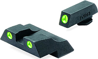 Meprolight Tru Dot Green Tritium White Outline Front Rear Sights Glock 26 27