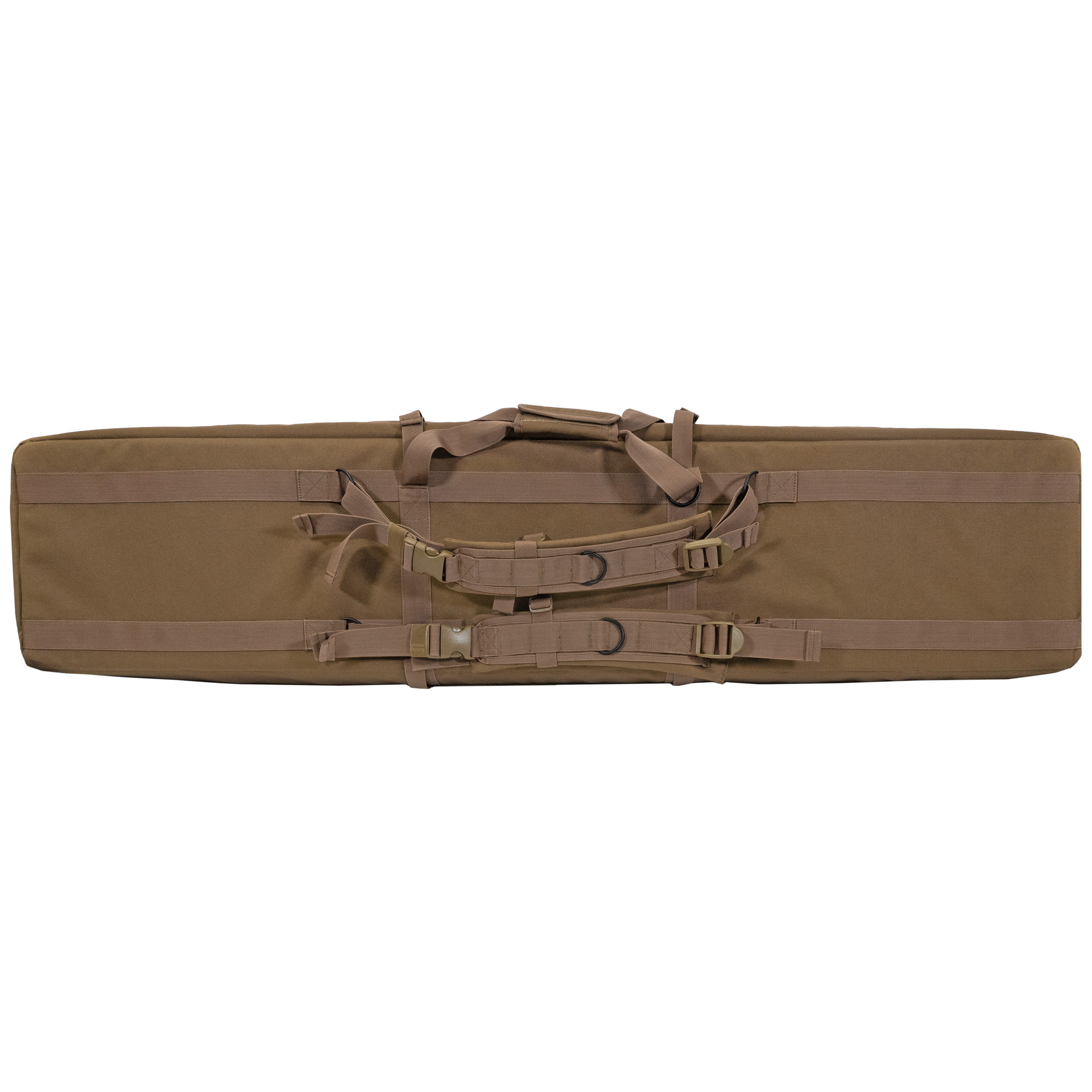 GPS Bags DRC55FDE Double Rifle Case Flat Dark Earth 600D Polyester w/ 2 Padded Pistol Sleeves MOLLE Webbing & Lockable Zippers