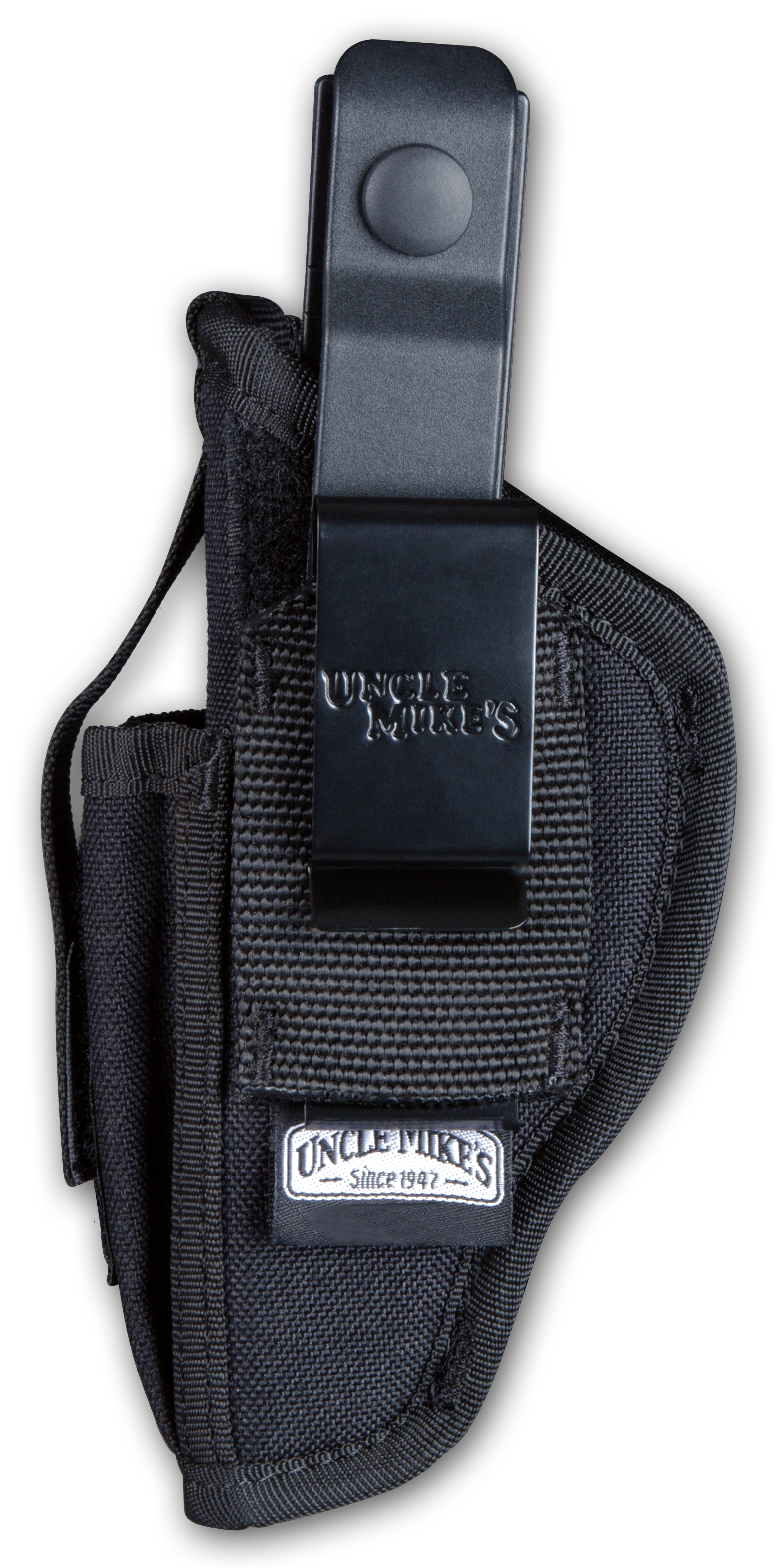 Uncle Mike's 70360 Sidekick Hip Holster IWB/OWB Size 36 Black Kodra Nylon Belt Clip Fits Sm Frame 5/6 Rd Revolver w/Hammer Spur Fits 2.75-4" Barrel Ambidextrous