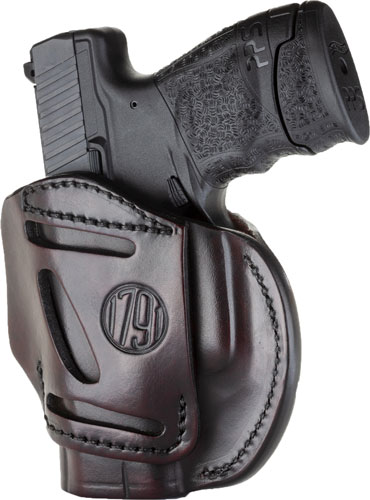 1791 Gunleather 3WH3SBRA 3-Way  IWB/OWB Size 03 Signature Brown Leather Belt Loop Compatible w/ Glock 26 Compatible w/ Ruger LC9 Compatible w/ S&W M&P Shield Ambidextrous Hand