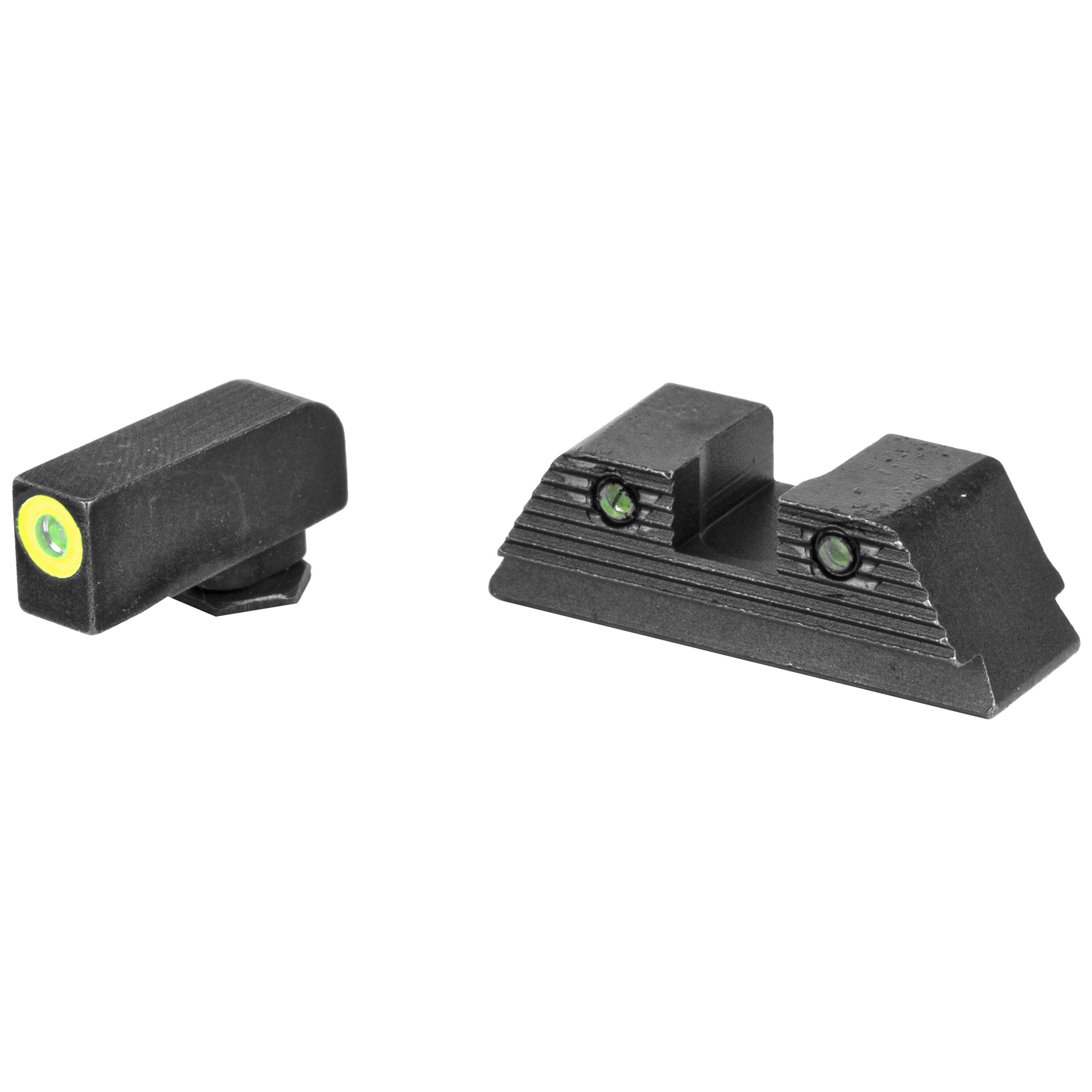 AmeriGlo GL821 Trooper Sight Set Glock Front Green Tritium Lumigreen Outline Rear Green Tritium Outline