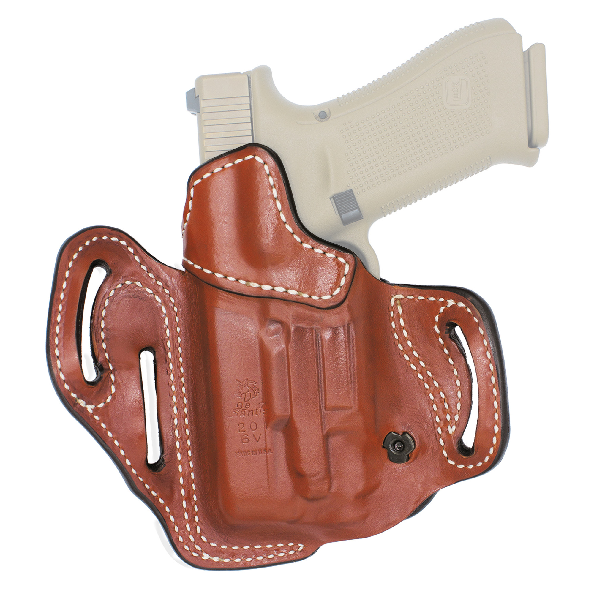DeSantis Gunhide 201TA6VZ0 Vengeance Scabbard  OWB Tan Leather Fits Glock 19/19x/19 Gen 5/23/32/45, Belt Slide Mount, Right Hand