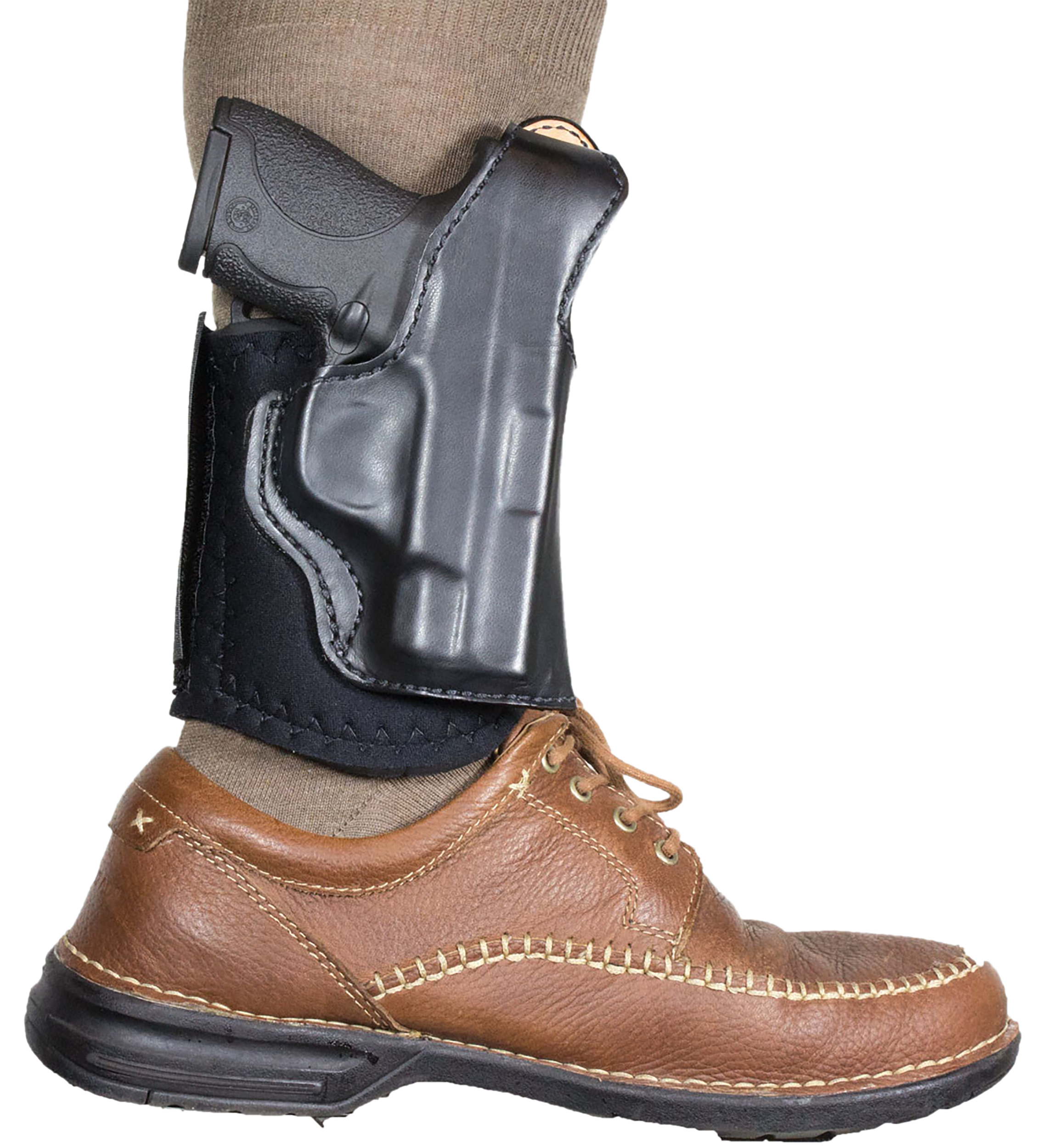 DeSantis Gunhide 014PCU7Z0 Die Hard Rig  Ankle Black Leather/Sheepskin Fits S&W Bodyguard 380 Right Hand