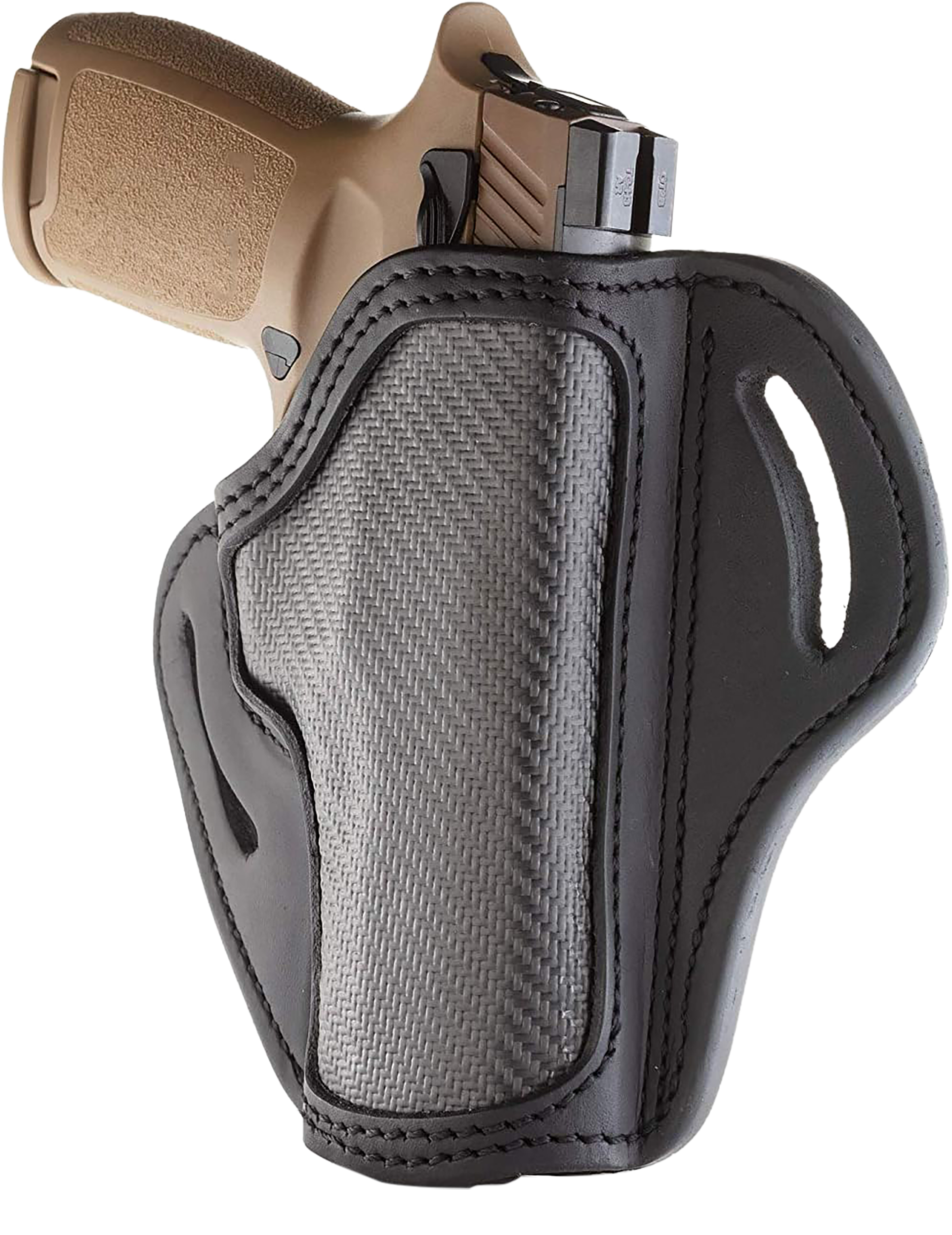 1791 Gunleather CFBH24SBLR BH2.4  OWB Open Top 2.4 Stealth Black Carbon Fiber/Leather Belt Slide Fits Walther PPQ/Sig P320/Springfield XD-M
