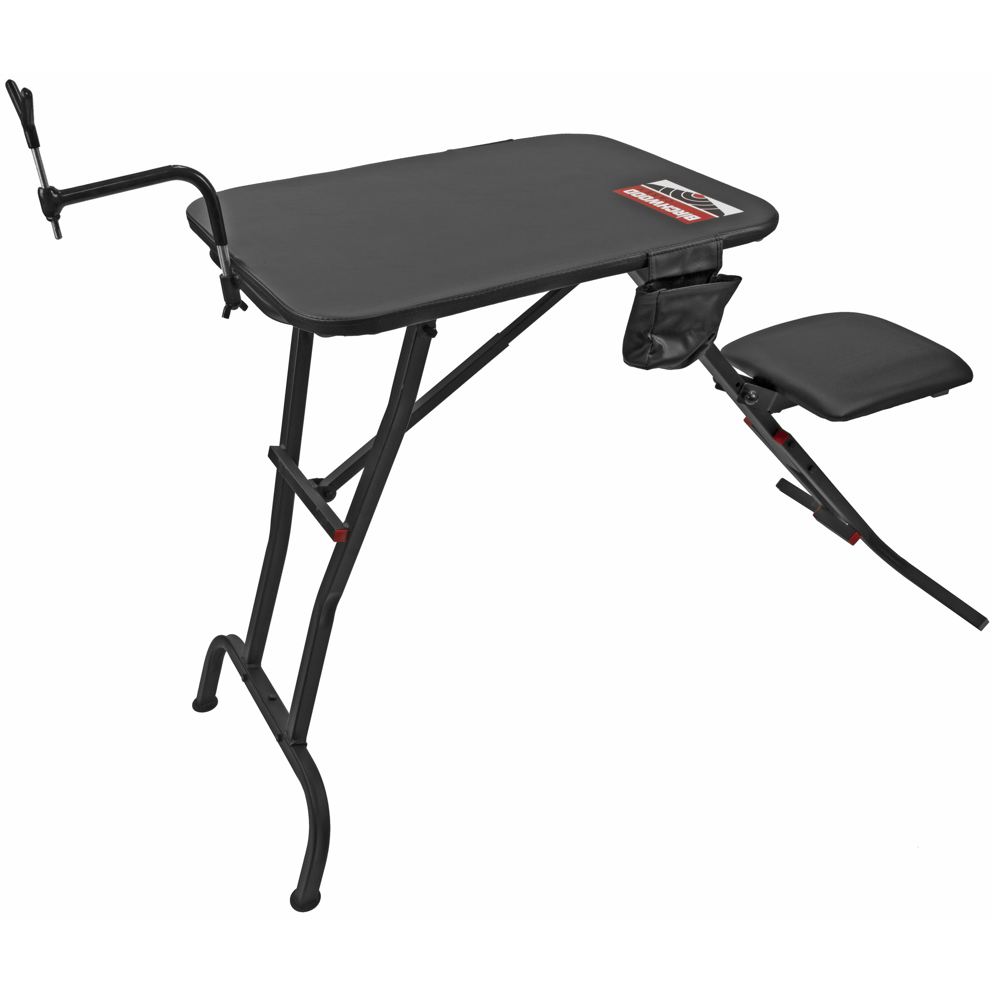 Birchwood Casey MSB100 Ultra Steady Shooting Bench Black Steel, Folding Seat, Pockets & Adjustable Rubber Coated Gun Rest 21" W x 28" L