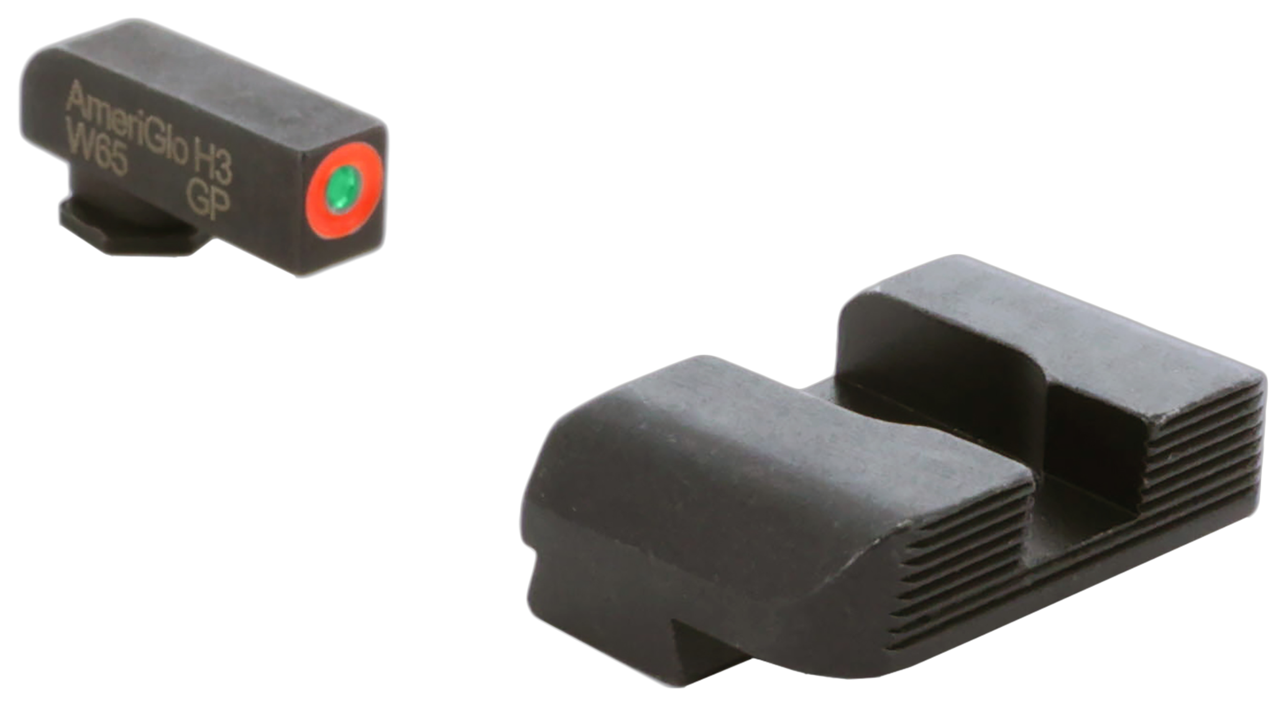 AmeriGlo GL434 Glock Front Rear Sight Set Green Tritium Orange Outline Gen 1-4