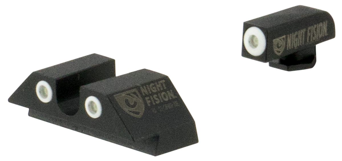 Night Fision Glock Tritium Night Sights Green White Outline Front Rear