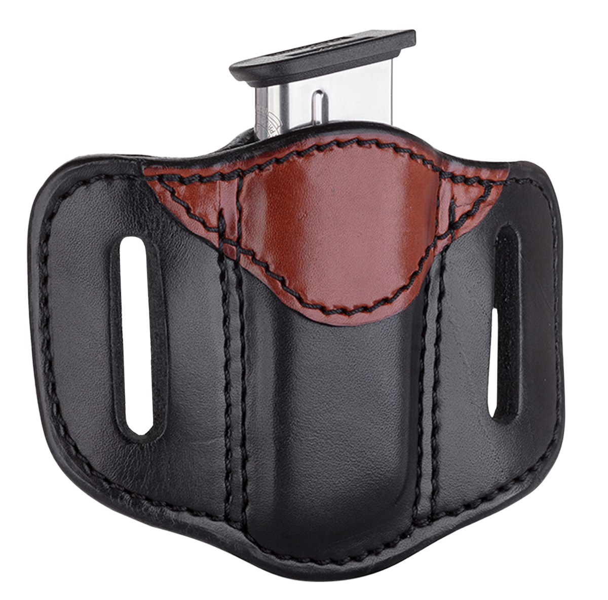 1791 Gunleather MAG11BLBA MAG1.1 Single Mag Holster Brown/Black Leather Belt Slide Compatible w/ Single Stack Ambidextrous