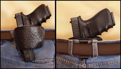 PSP 036BLK Belt Slide  IWB/OWB Leather Belt Clip/Slide Fits Small/Med Semi-Auto Ambidextrous